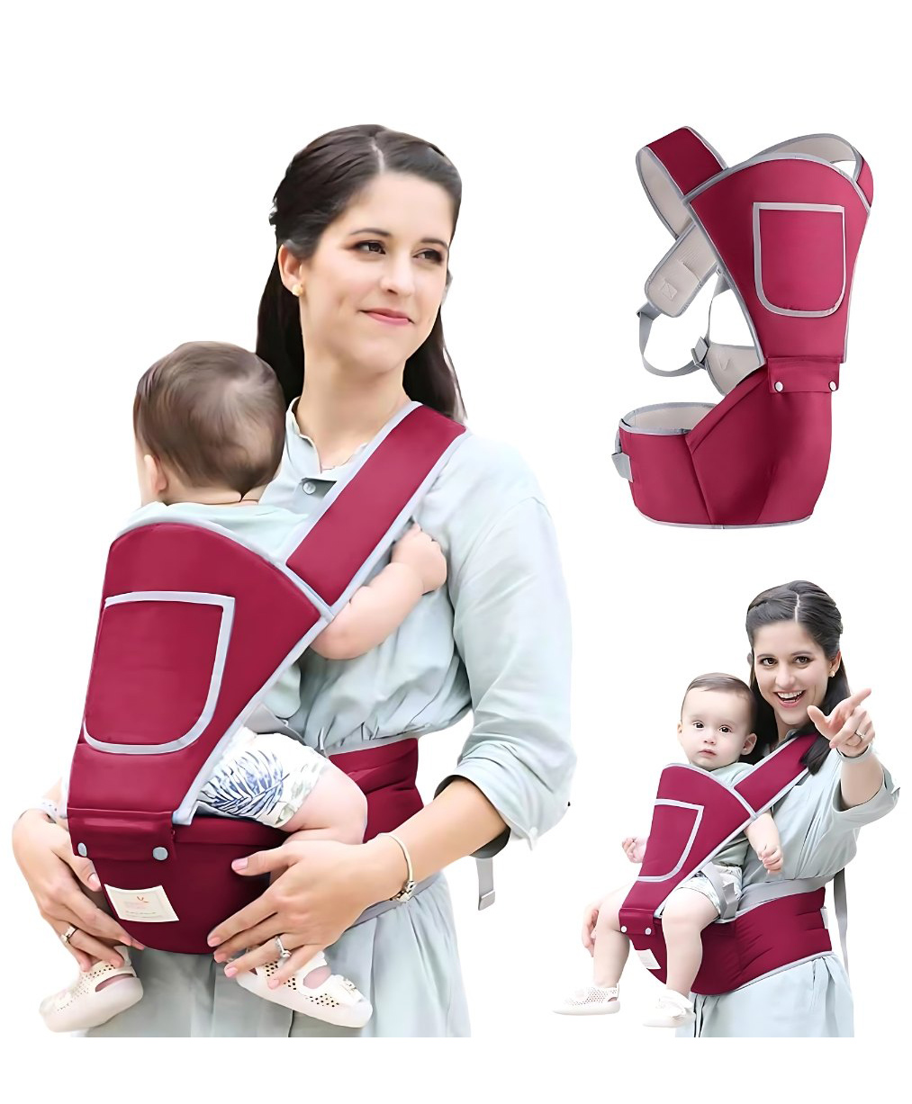OBABY Carrier Hip Seat Adjustable, Comfortable, Lightweight, Soft Lumbar Support, Stylish Cotton with 5 Carry Positions 0 to 36 Months-picture-18