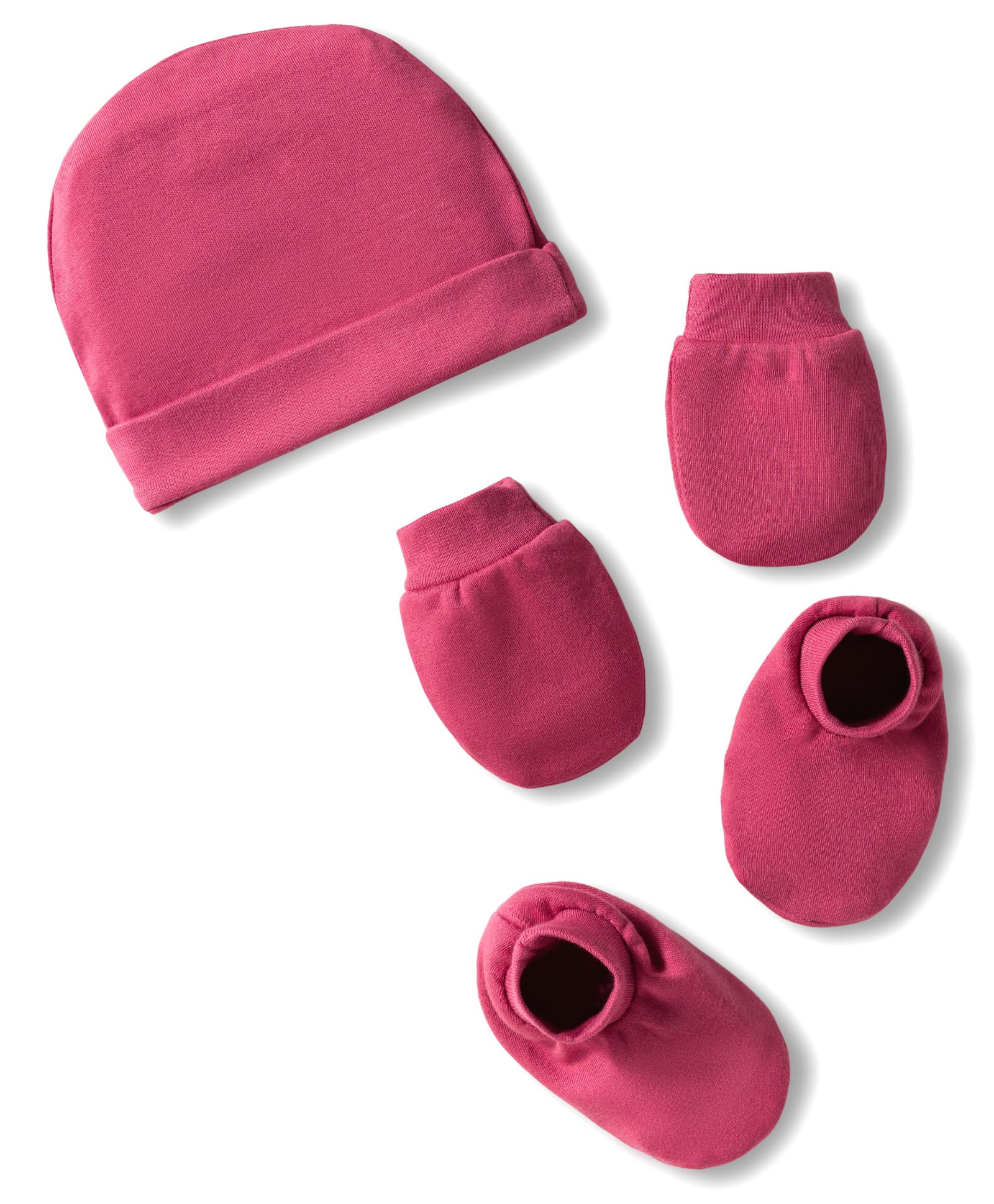 Simply Interlock Knit Cap Mittens & Booties Set Dark Pink - Diameter 12 cm-image-17