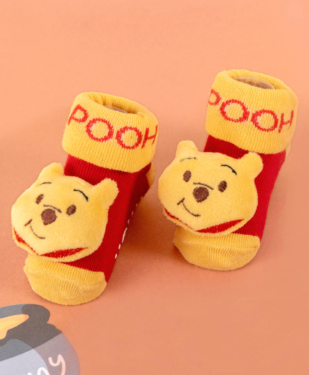 Disney by Yellow Bee Cotton Winnie The Pooh Face 3D Applique Detailed Socks - Yellow-picture-18