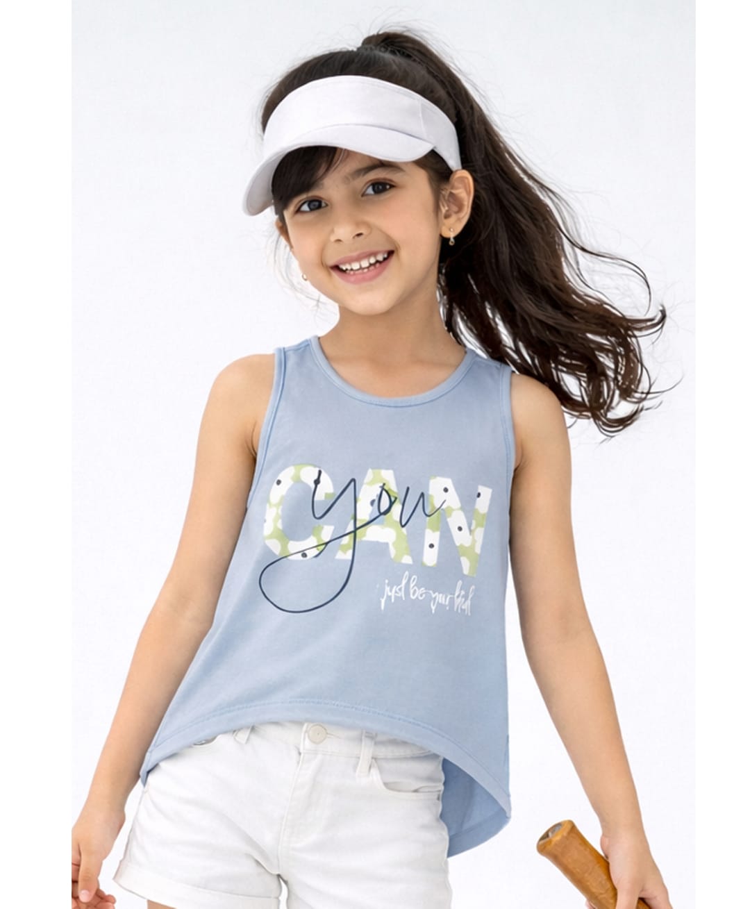 Tales & Stories Viscose Knit Sleeveless Can You Be You Text Printed Tank High Low Top - Grey-image-40
