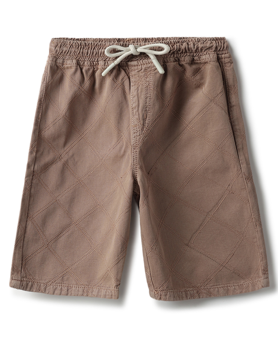 Tales & Stories Cotton Knit Thread Work Embroidered Shorts - Light Brown-picture-11