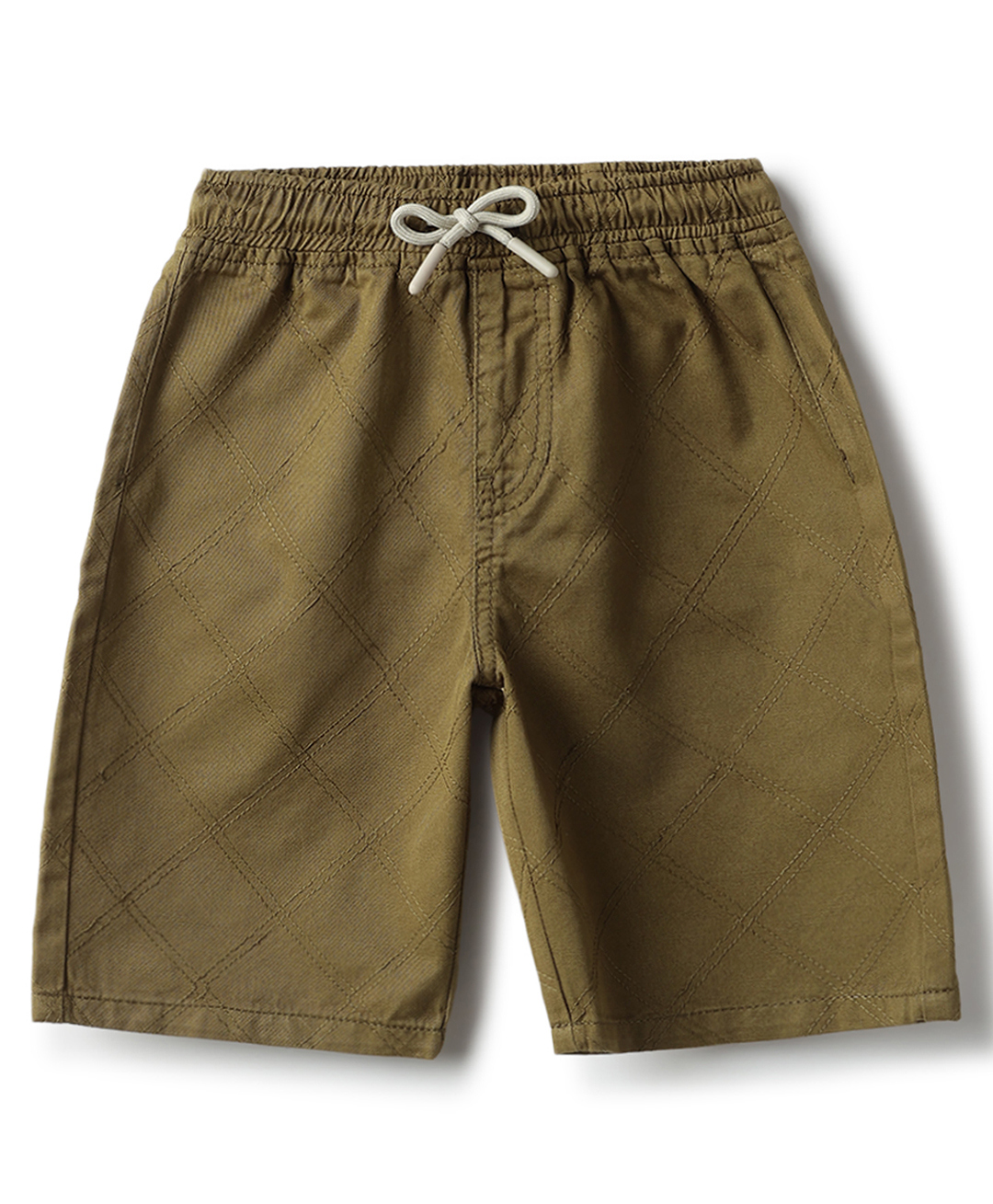 Tales & Stories Cotton Knit Thread Work Embroidered Shorts - Olive Green-picture-15