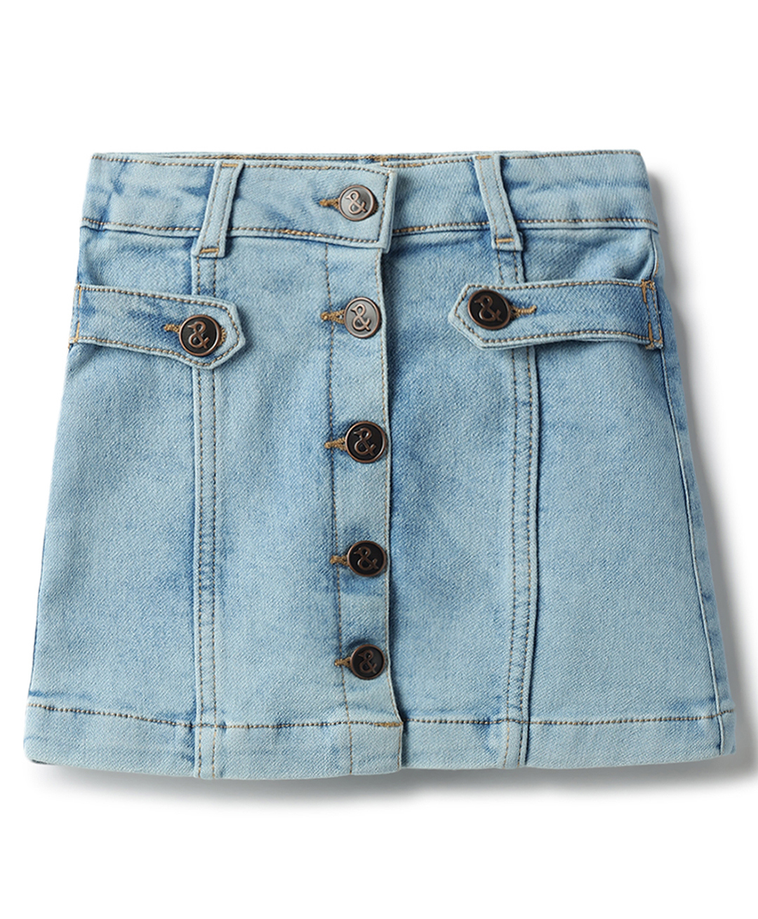 Tales & Stories Lycra Knit Solid Skirt - Light Blue-image-5