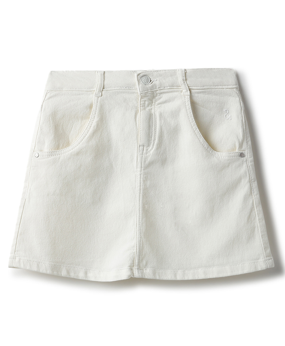 Tales & Stories Lycra Knit Solid Skirt - White-picture-23