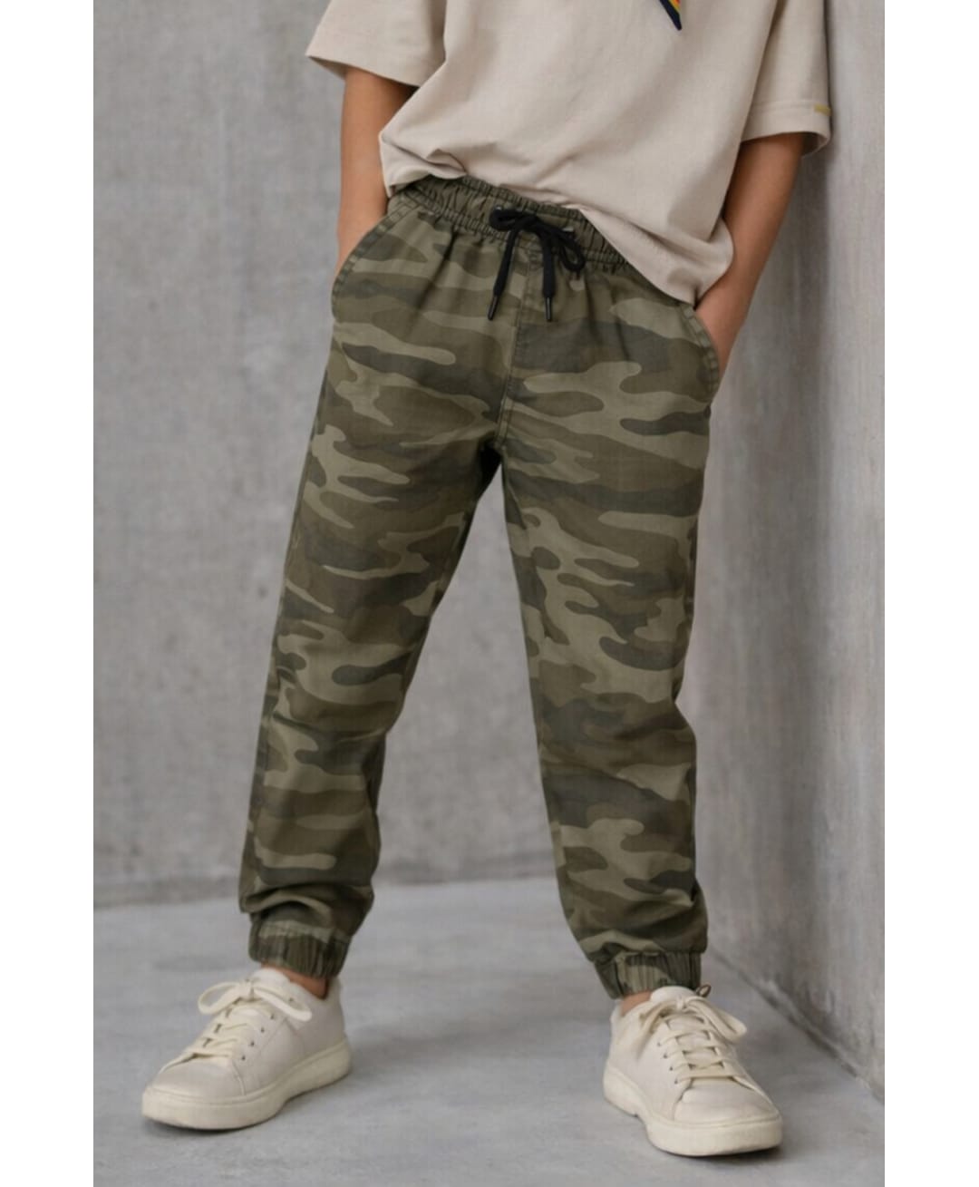 Tales & Stories Cotton Knit Camouflage Printed Joggers - Olive Green-picture-20