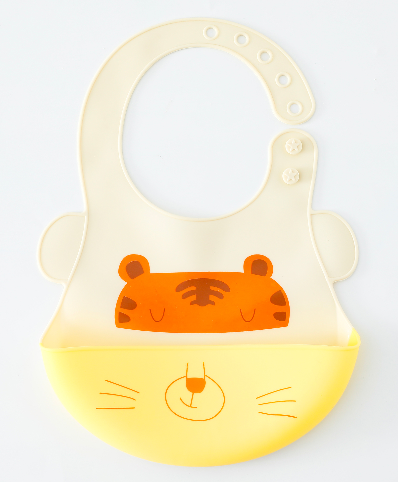 Babyhug Adjustable Silicone Bib for Toddlers - Beige Orange Tiger Print| Soft & BPA-Free| 5-Gear Neck Adjustment| Easy to Clean| Crumb Catcher| Roll-able Travel-Friendly-image-28