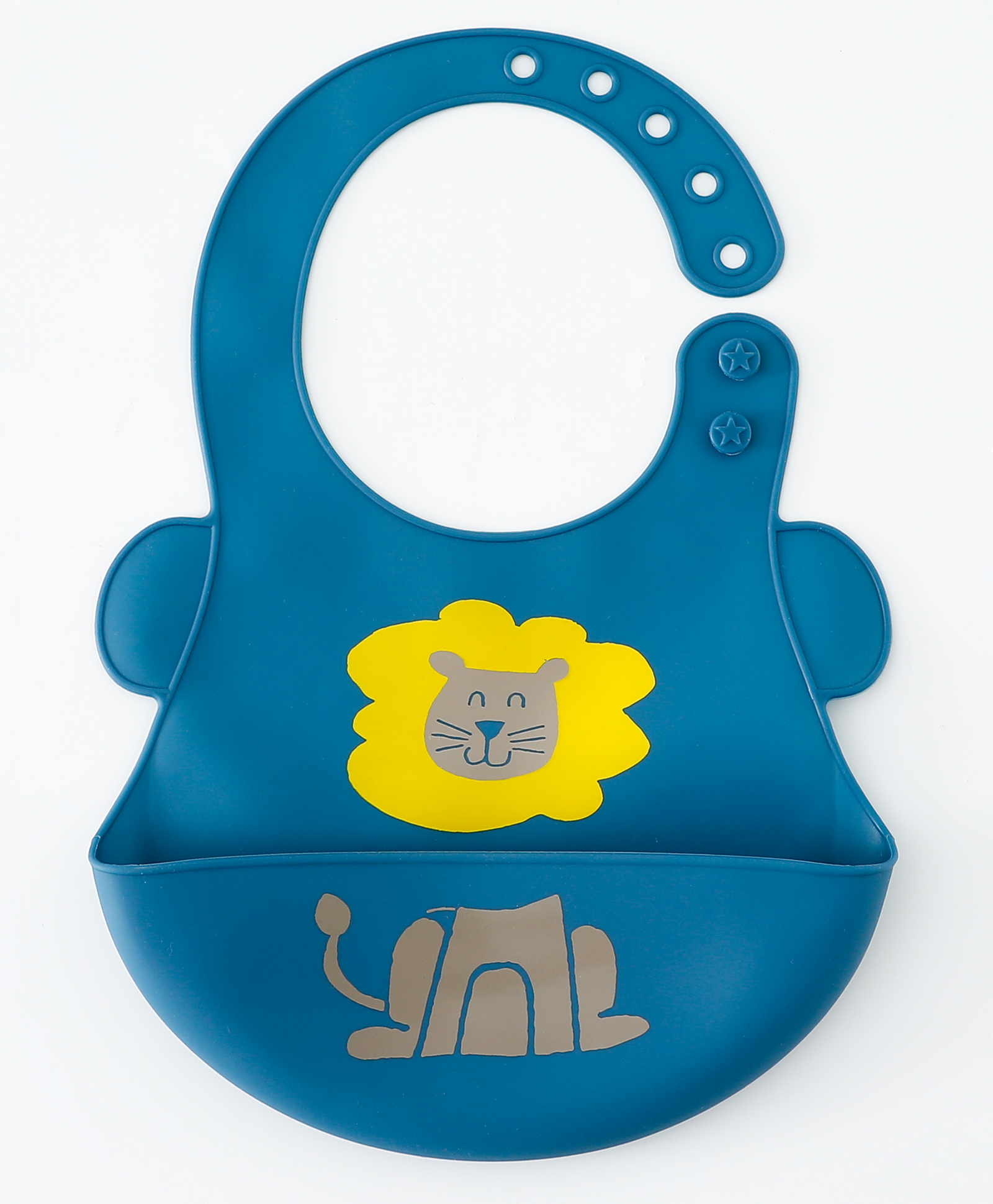 Babyhug Adjustable Silicone Bib for Toddlers - Blue Lion Print| Soft & BPA-Free| 5-Gear Neck Adjustment| Easy to Clean| Crumb Catcher| Roll-able Travel-Friendly-image-5