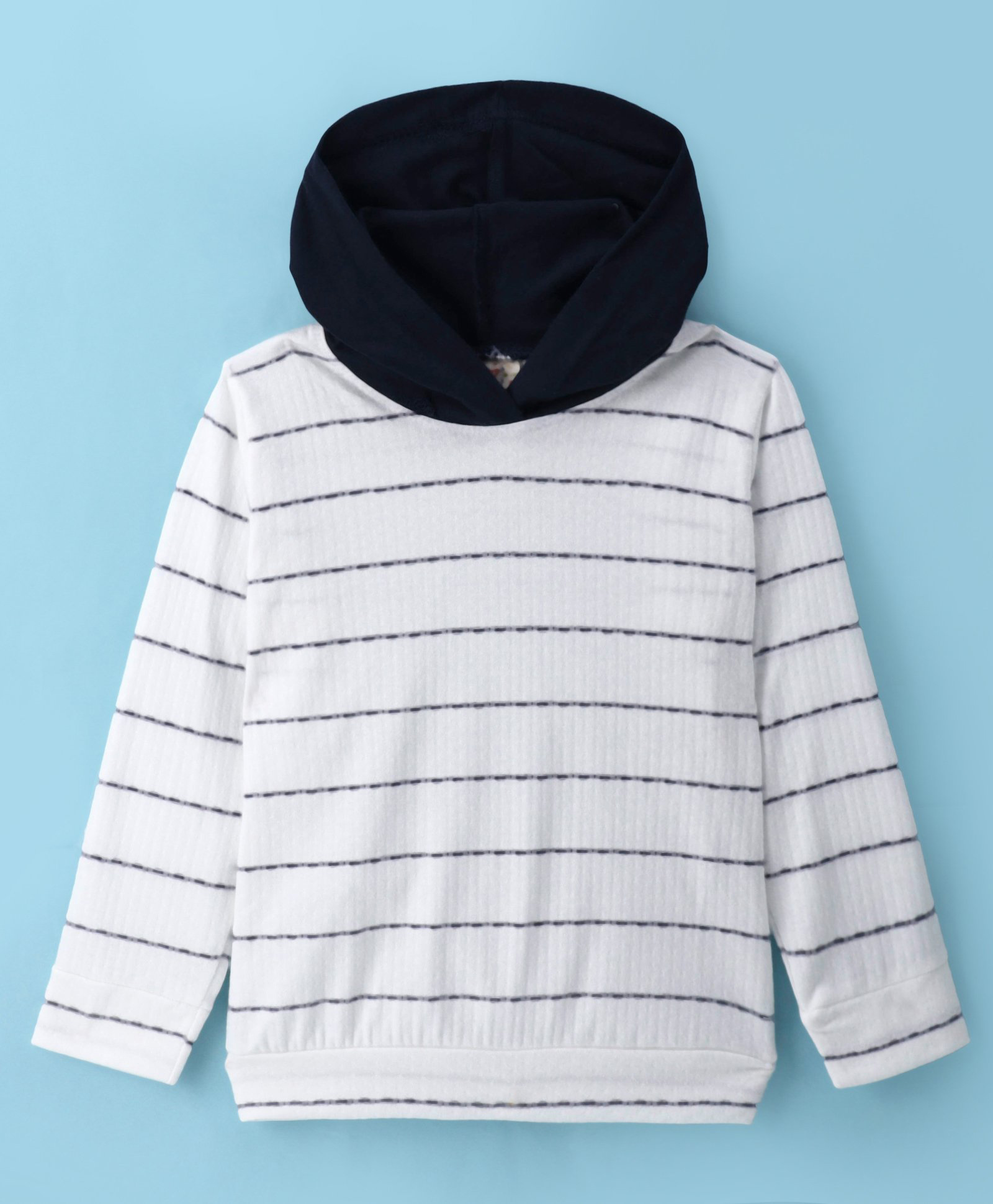 Rikidoos Full Sleeves Striped Hoodie - White-picture-25