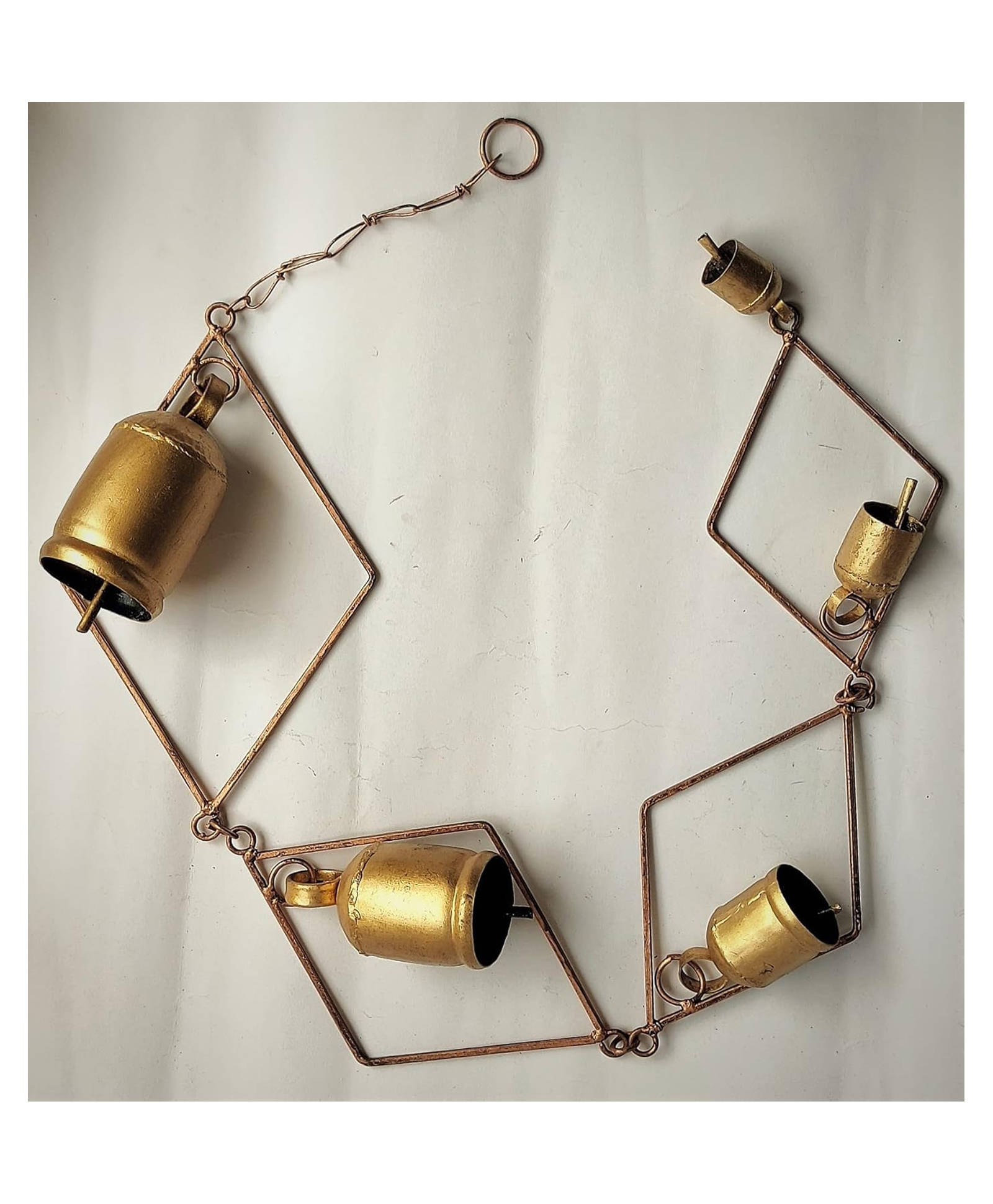 DULI Metal Windchime with Bells 32 Inches | Metal Wall Hanging with Hanging Golden Bells for Home Decoration-picture-37