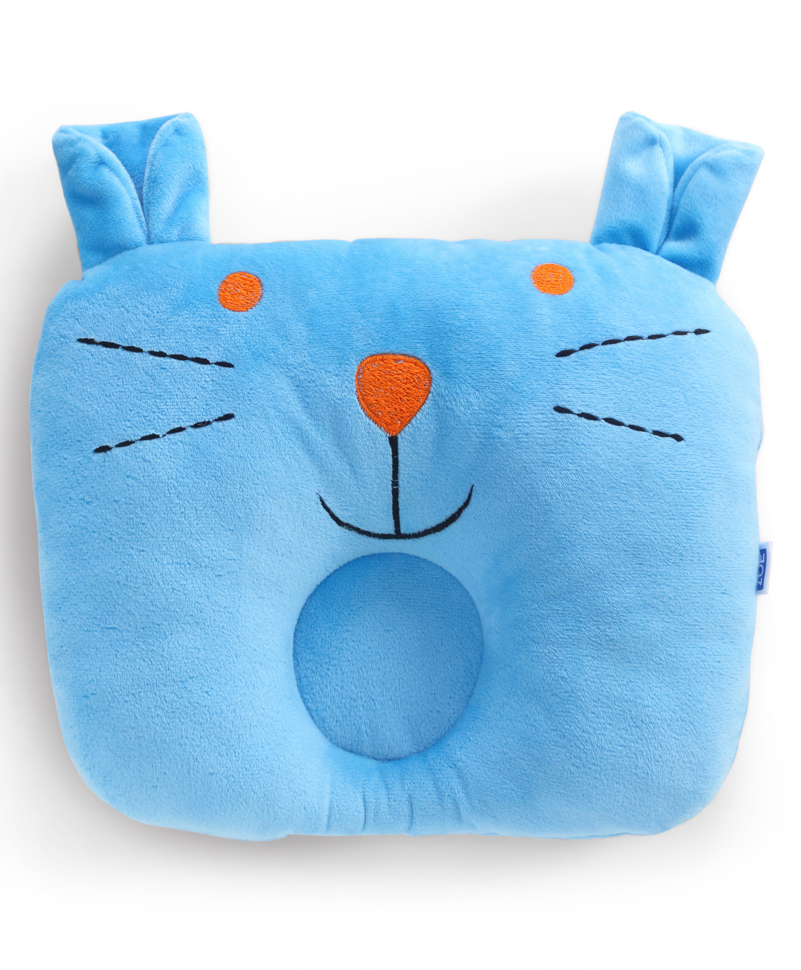 ZOE Cat Face New Born Head Shaping Pillow - Blue| Shoulder & Neck Support| New Born & Infant| Soft & Plush| Prevent Flat Head| Travel Friendly - Aqua Blue-image-10
