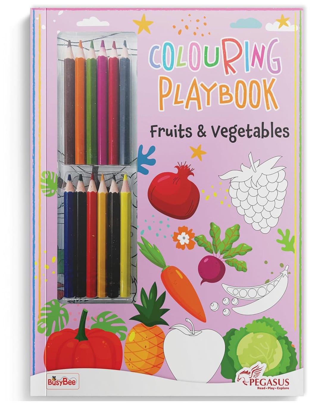 pegasus Coloring Play Book - Fruits and Vegetables | Includes Pencil Colors | Fun & Creative Activity for Kids | Perfect Gift for Young Artists - English-picture-23