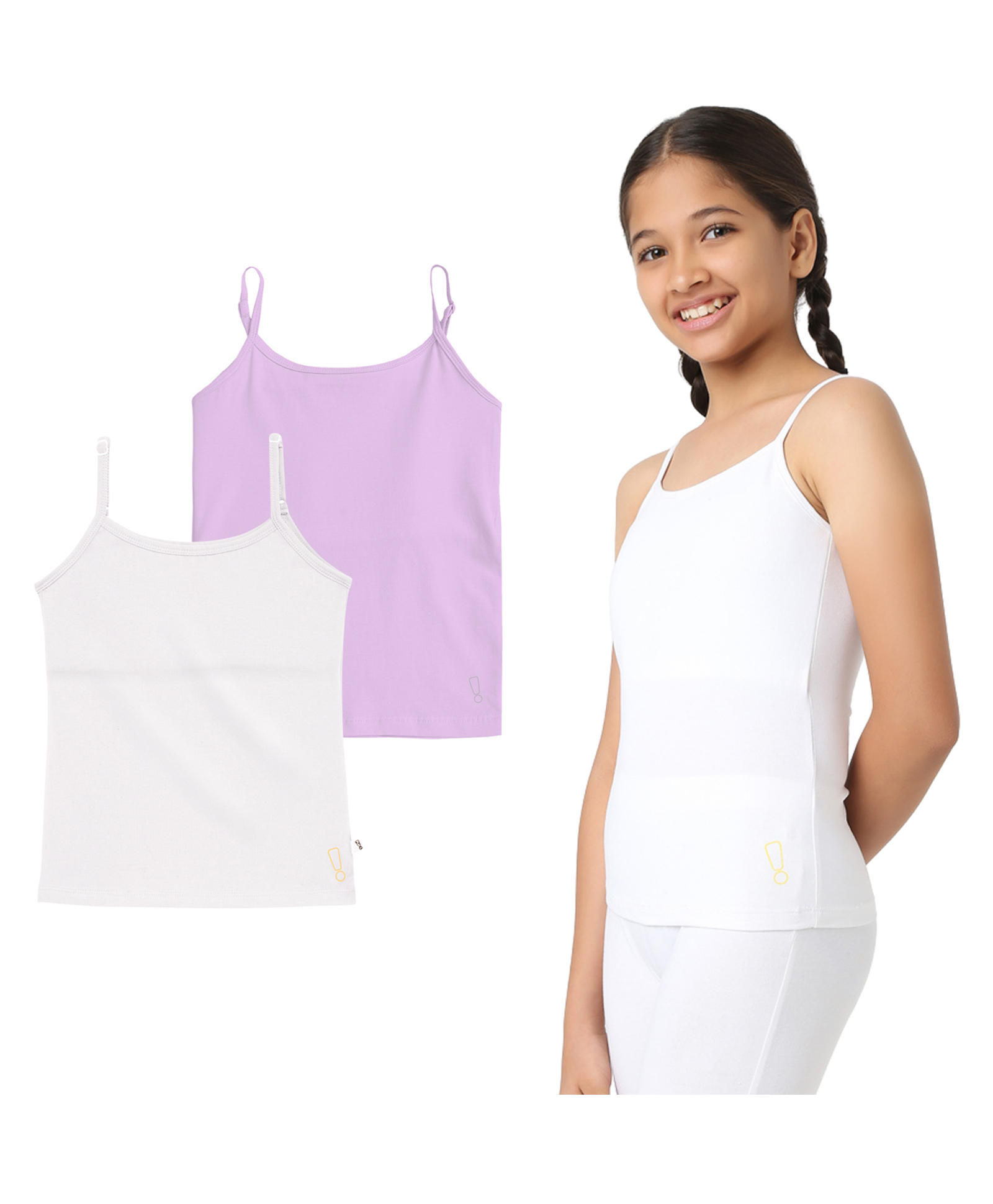 Plan B Cotton Blend Knit Pack Of 2 Sleeveless Solid Camisoles - White & Lavender-picture-37