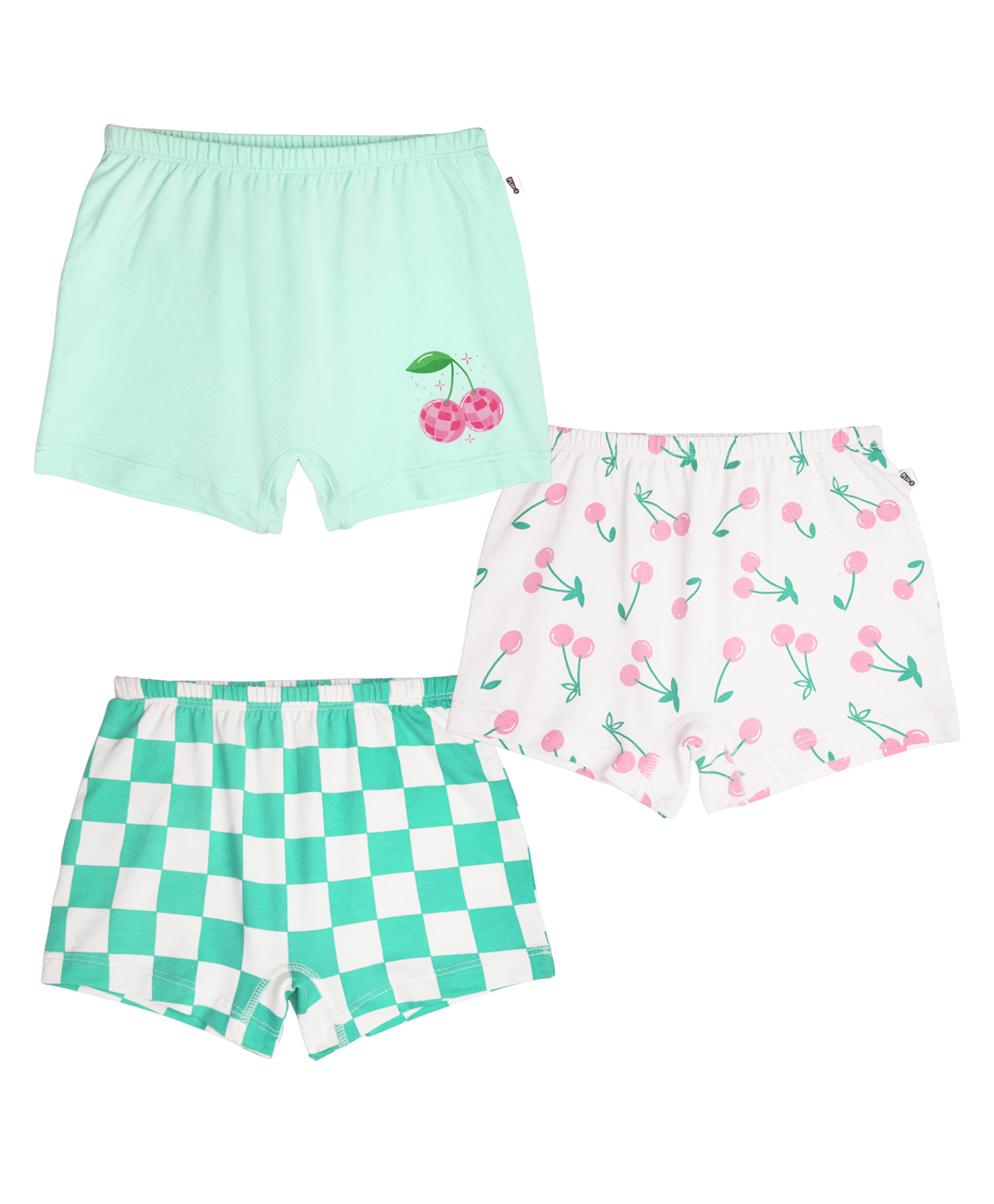 Plan B Cotton Knit Pack Of 3 Checked & Cherries Printed Bloomers - Aruba & White-picture-24