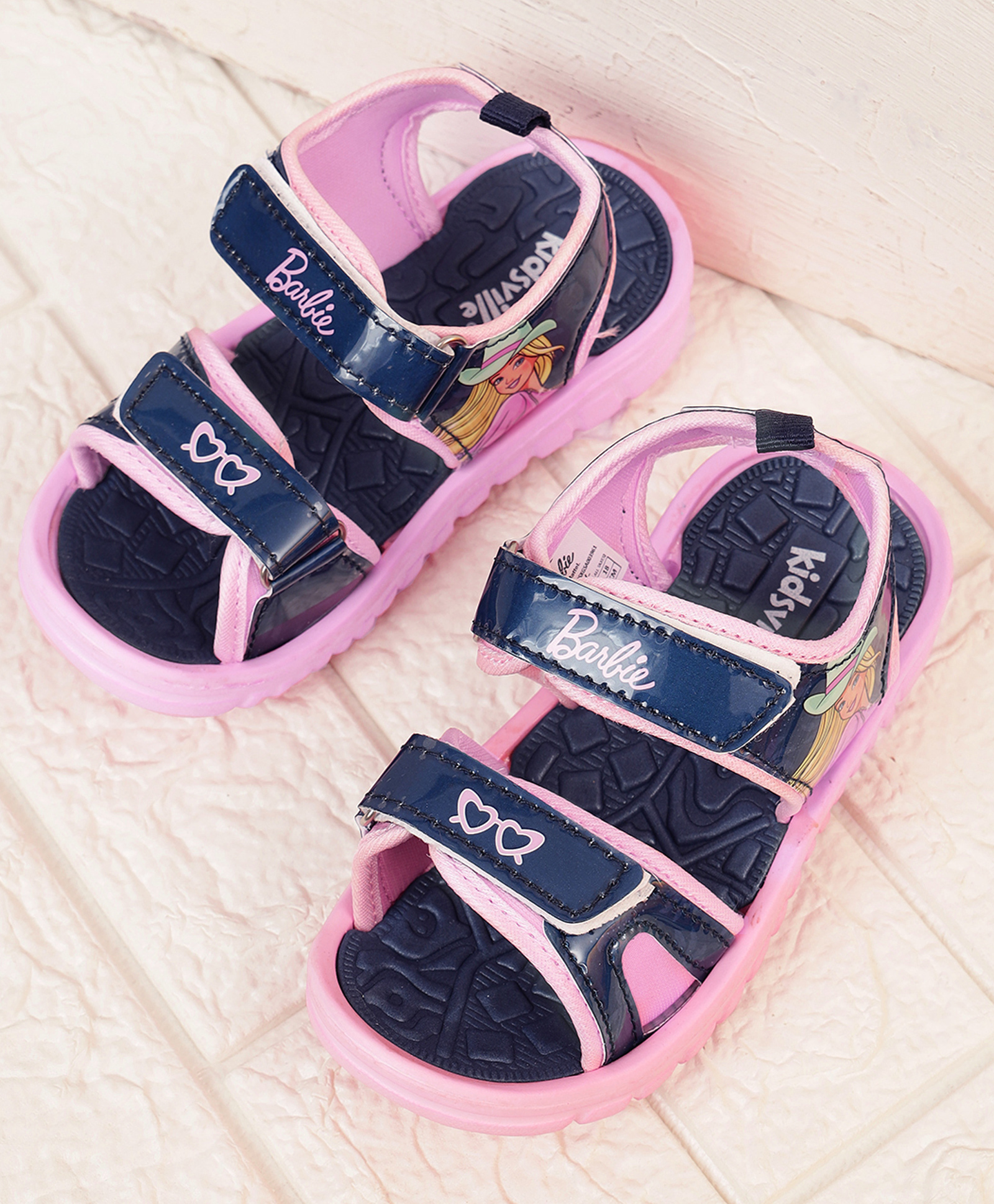 Kidsville Mattel Featuring Barbie Printed Double Velcro Closure Sandals - Navy Blue-image-12