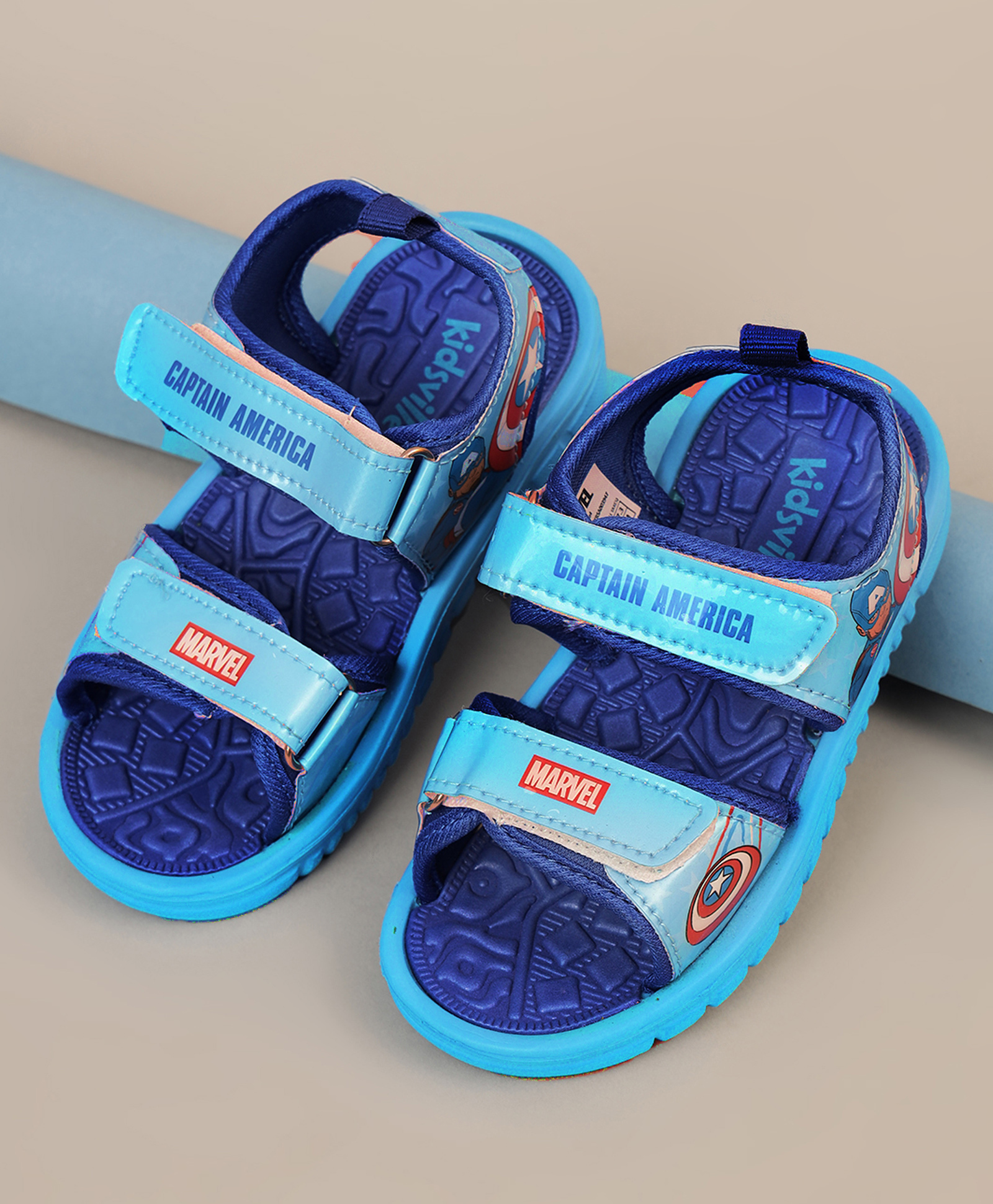 Kidsville Marvel Featuring Captain America Designed Velcro Closure Sandals - Blue-picture-41