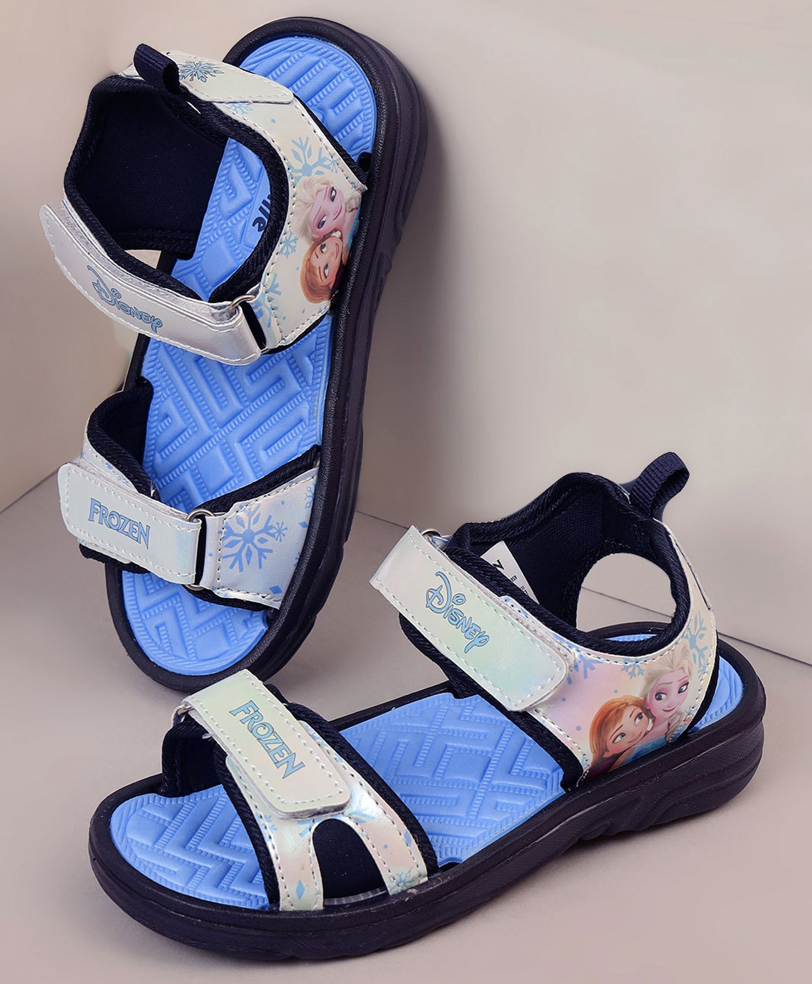 Kidsville Disney Frozen Featuring Anna & Elsa Designed Velcro Closure Sandals - Navy & Light Blue-picture-11
