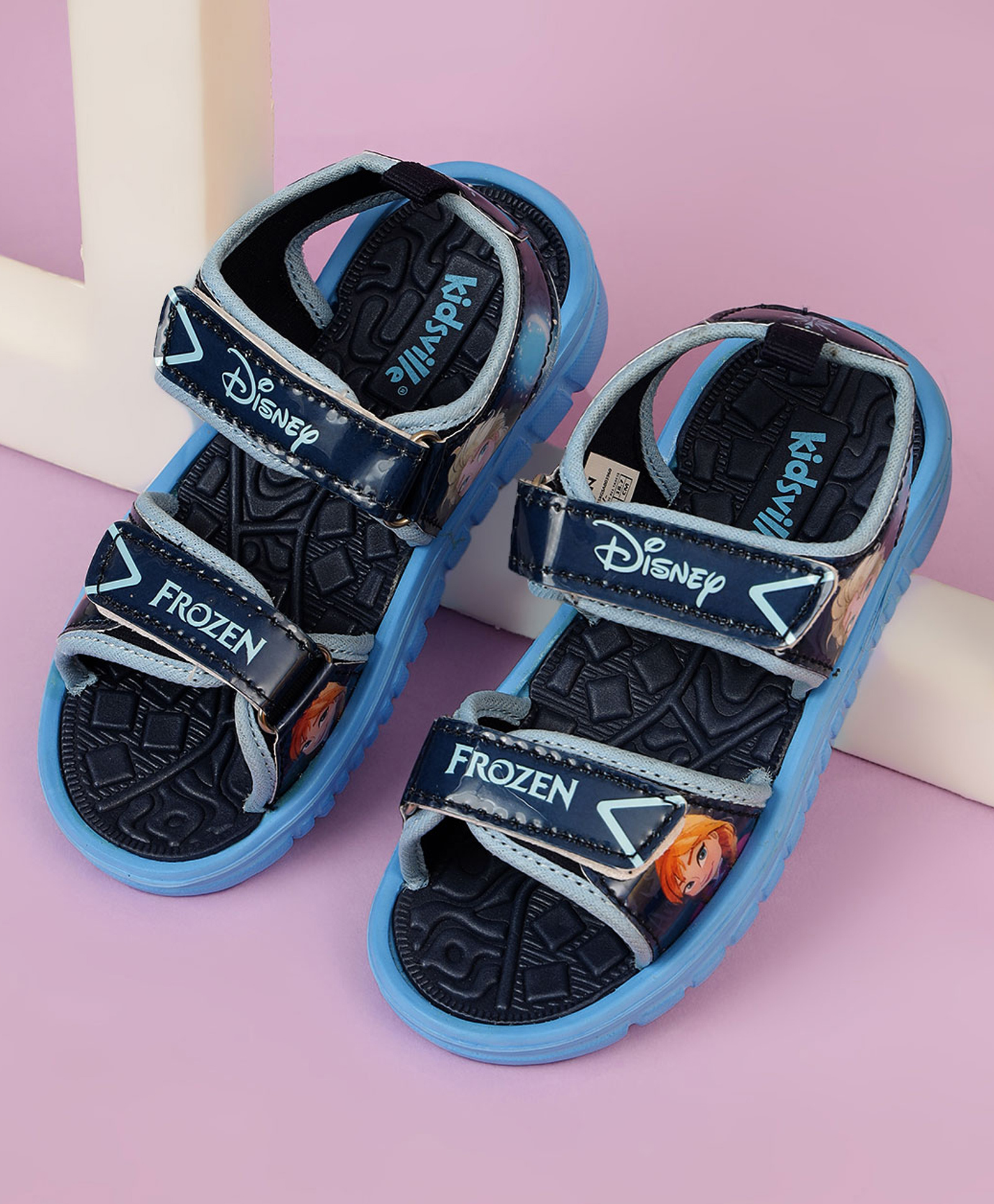 Kidsville Disney Frozen Featuring Elsa & Anna Designed Velcro Closure Sandals - Navy Blue-picture-28