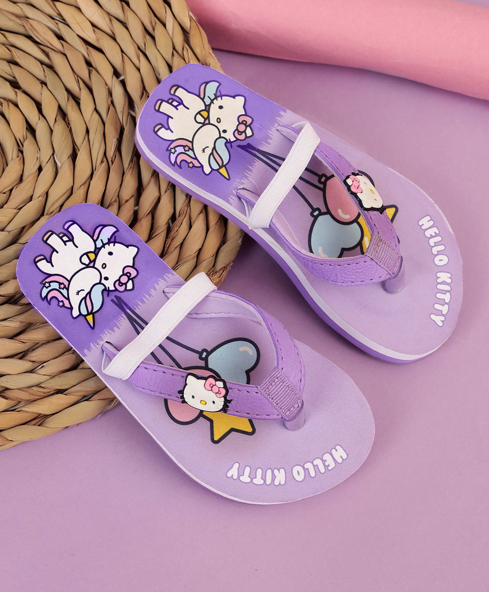 Kidsville Hello Kitty Featuring Character Printed Flip Flops - Purple-picture-22