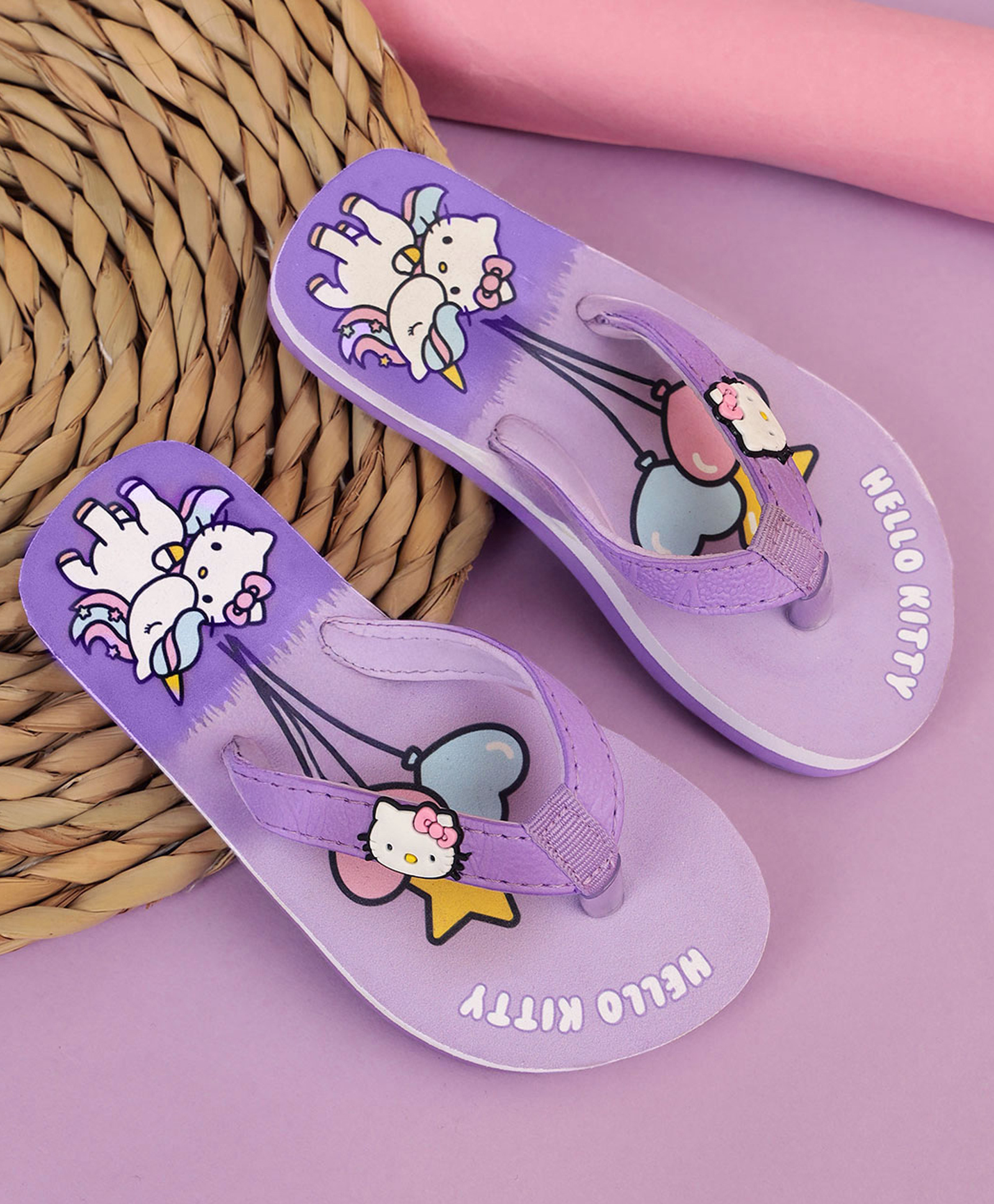 Kidsville Hello Kitty Featuring Character Printed Flip Flops - Purple-picture-27