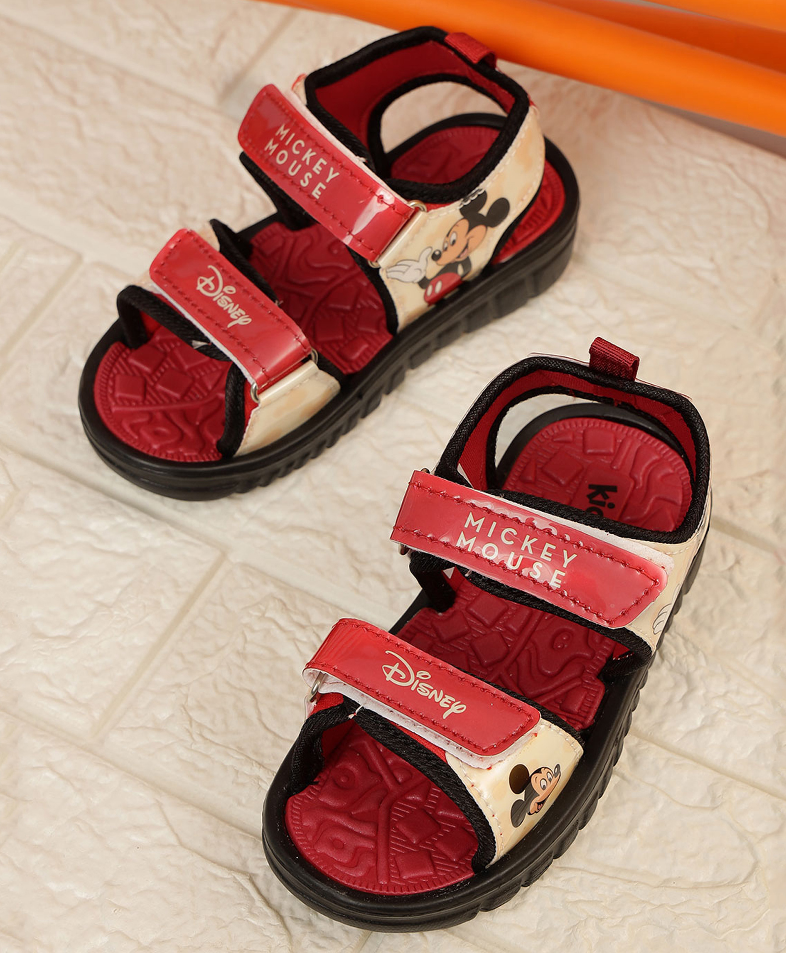 Kidsville Disney Mickey & Friends Featuring Character Designed With Velcro Closure Sandals - Red-picture-15
