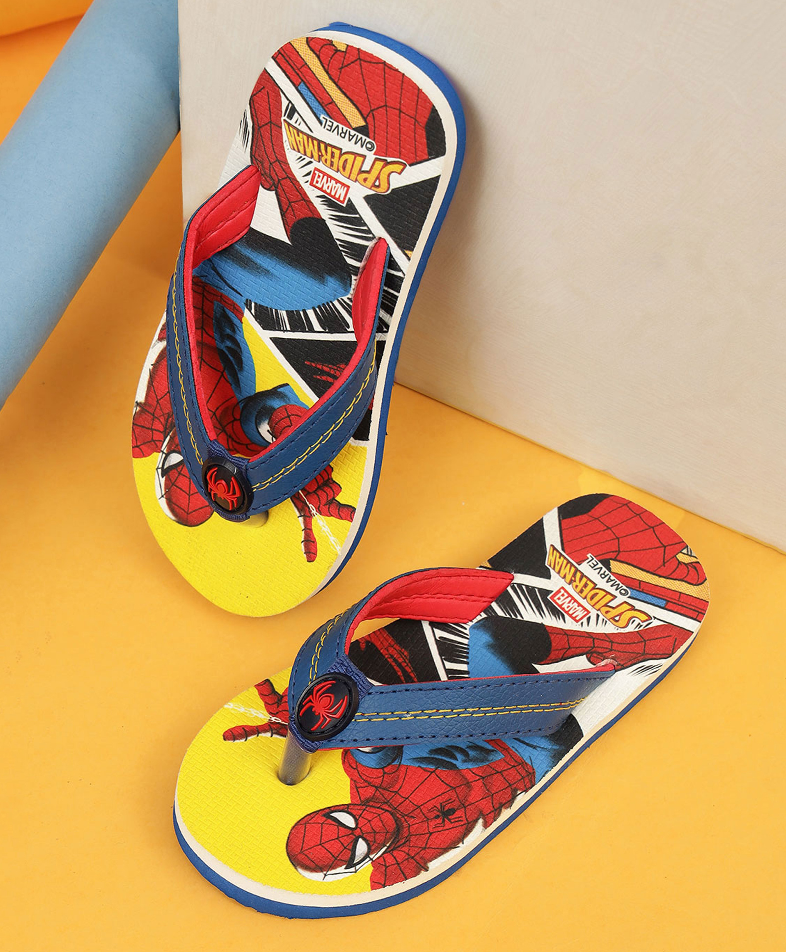 Kidsville Marvel Featuring Spiderman Designed Flip Flops - Yellow & Blue-picture-24