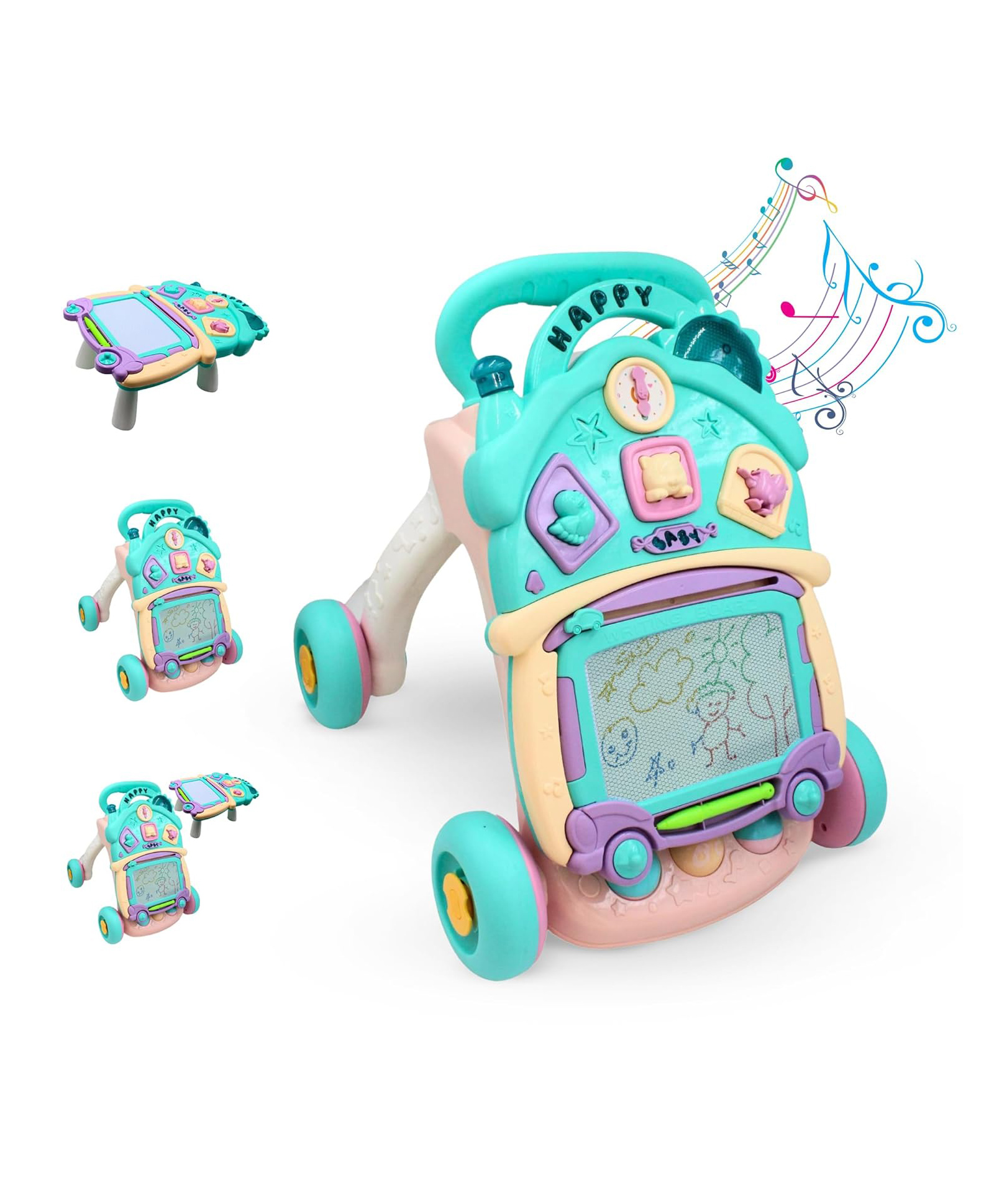 StarAndDaisy Baby Multiactivity Push Walker with Piano & Doodle, Touch Sensor, Educational Elements and Stable & Safe Design, Multicolor-Piano-image-49