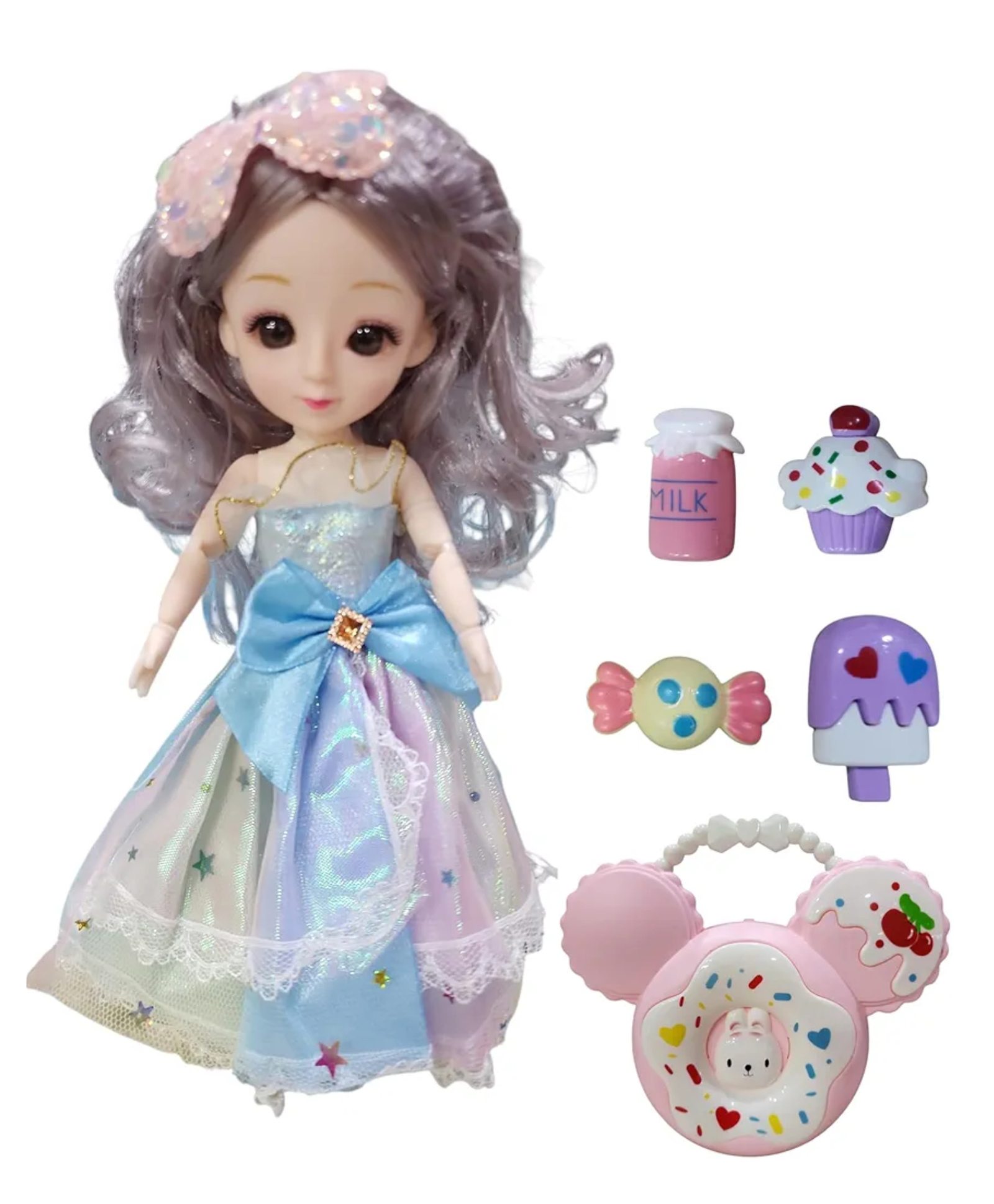 YAMAMA Candy Doll Pretend Play Set Toys For Kids With 4 Candy Toy And Purse Fun And Imaginative Roleplay Toy for Girls - Multicolor-Height 52 cm-image-25