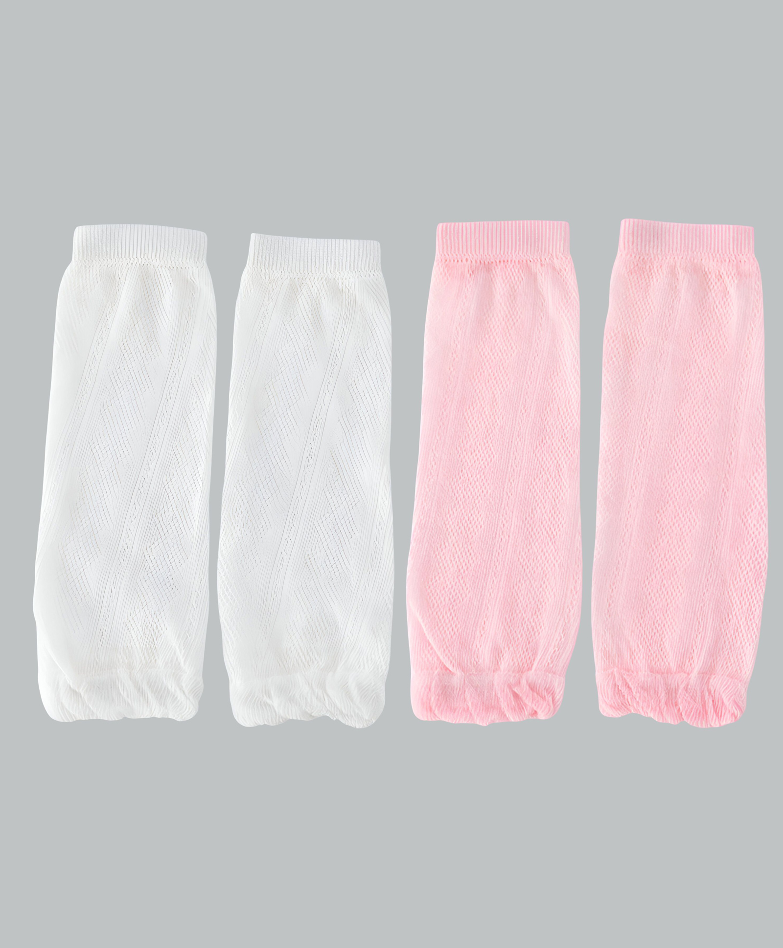 SYGA Cotton Mesh 2 Pairs Knee Pads - White & Pink-image-2