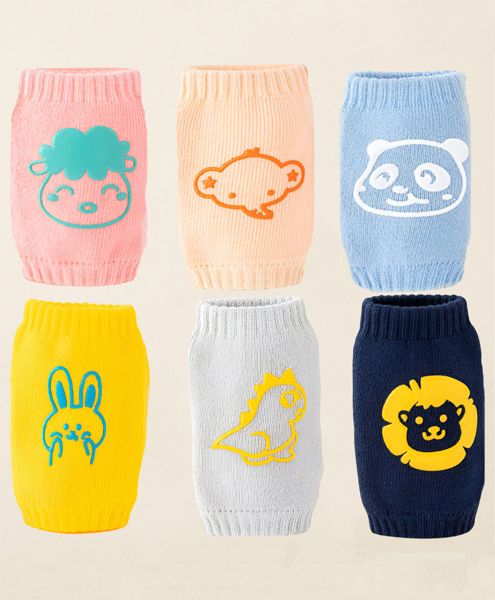 SYGA Cotton Cartoon 6 Pairs Knee Pads - 6 Different colors-image-45