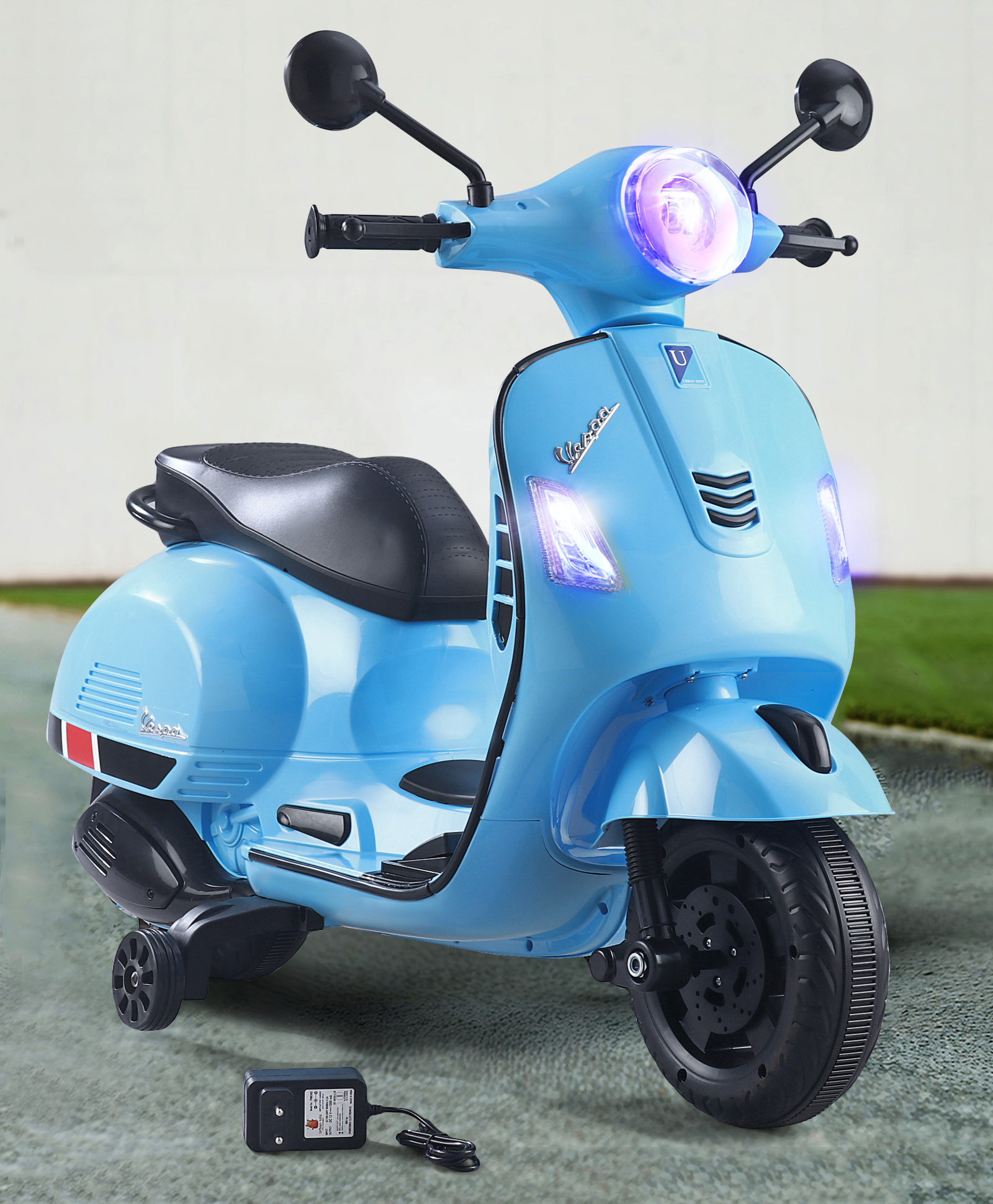 Battery Operated Ride On Scooter with Music and LightBlue| Balance Wheels| Rechargeable Battery| USB & AUX Facility| Comfortable Seat| Foot Accelerator| Toy for 2 to 5 Yrs Boys & Girls| Activity Gift-image-49