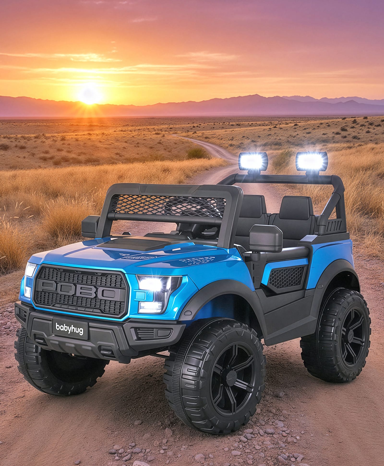 POBO 4X4 Battery Operated Ride On Jeep with Music Lights & Remote Control Blue|Remote Control| Openable Doors| Comfortable Seat| Forward & Reverse|Rechargeable Battery|Toy for 2 to 5 yrs Boys & Girls-image-43