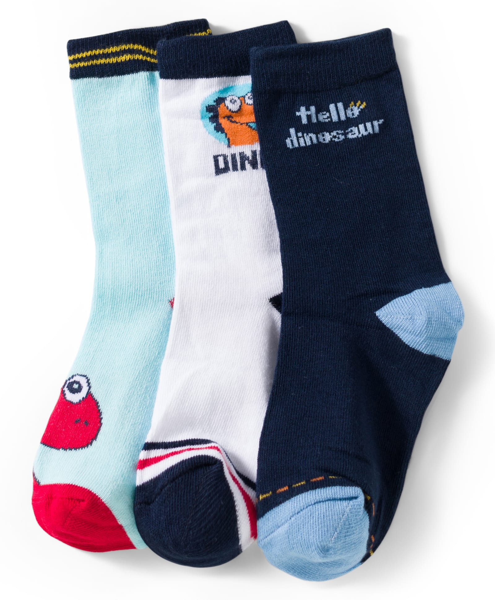 Cute Walk by Babyhug Knit Ankle Length Anti Bacterial Socks With Dino Design Pack of 3 - Multicolor-picture-15