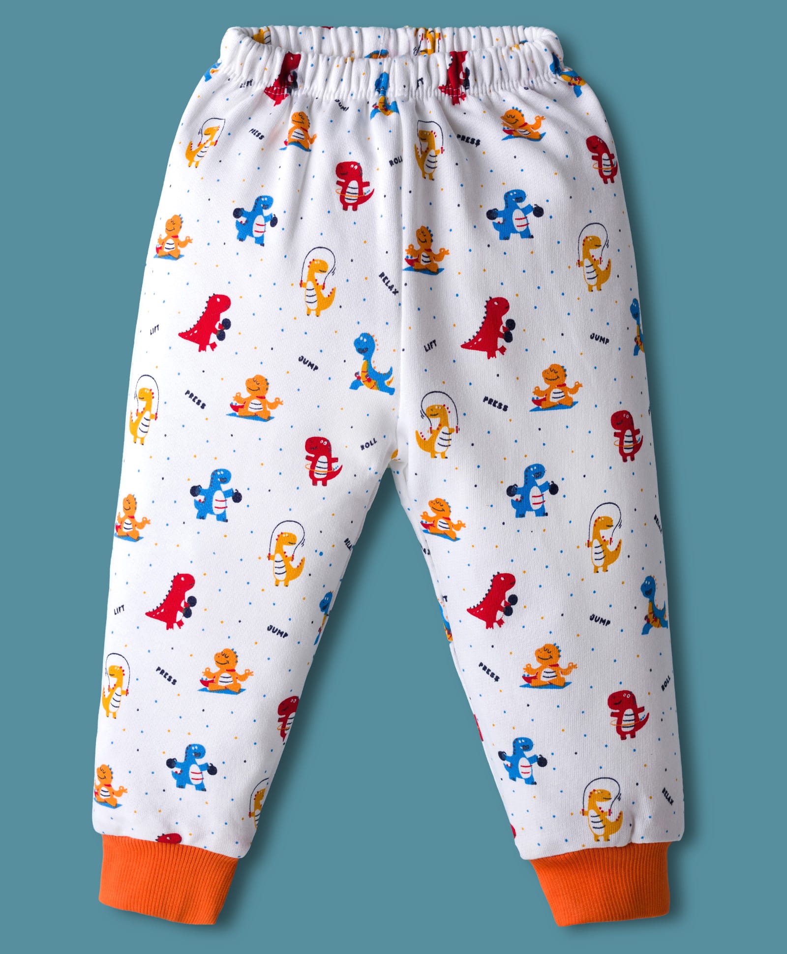 Simply Knit Full Length Fleece Pant With Dino Print - White-image-23