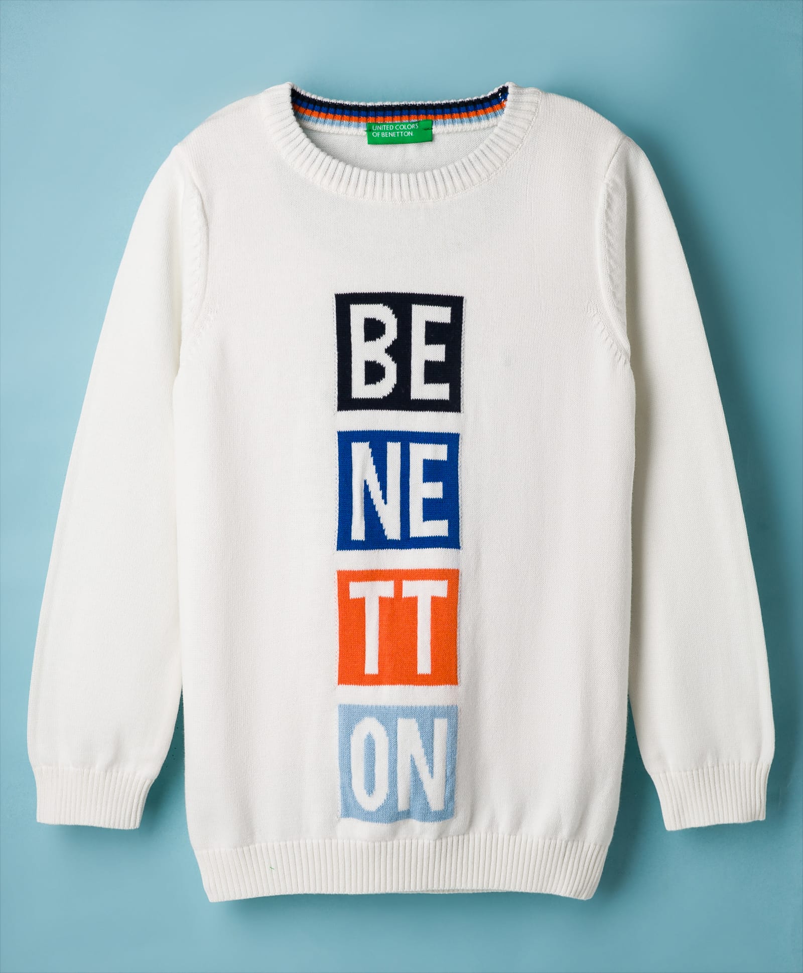 UCB 100% Cotton Fleece Knit Full Sleeves Pullover Sweater with Logo Design - Offwhite-picture-23