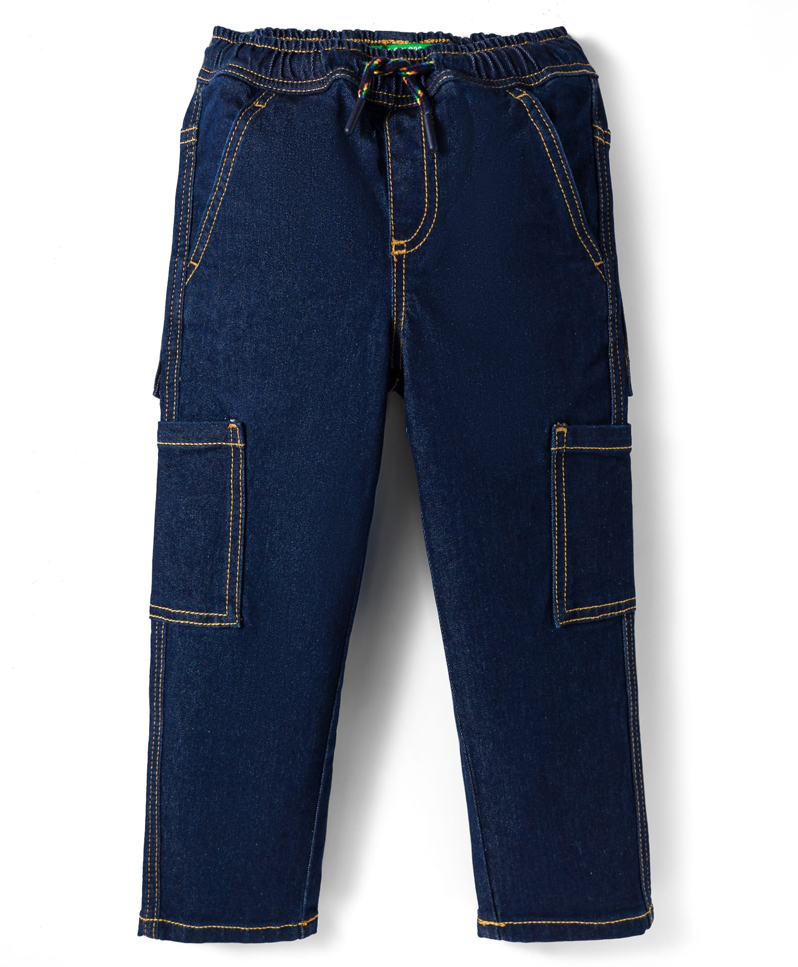 UCB Cotton Woven Full Length Solid Colour Jeans With Cargo Pockets - Blue-picture-38