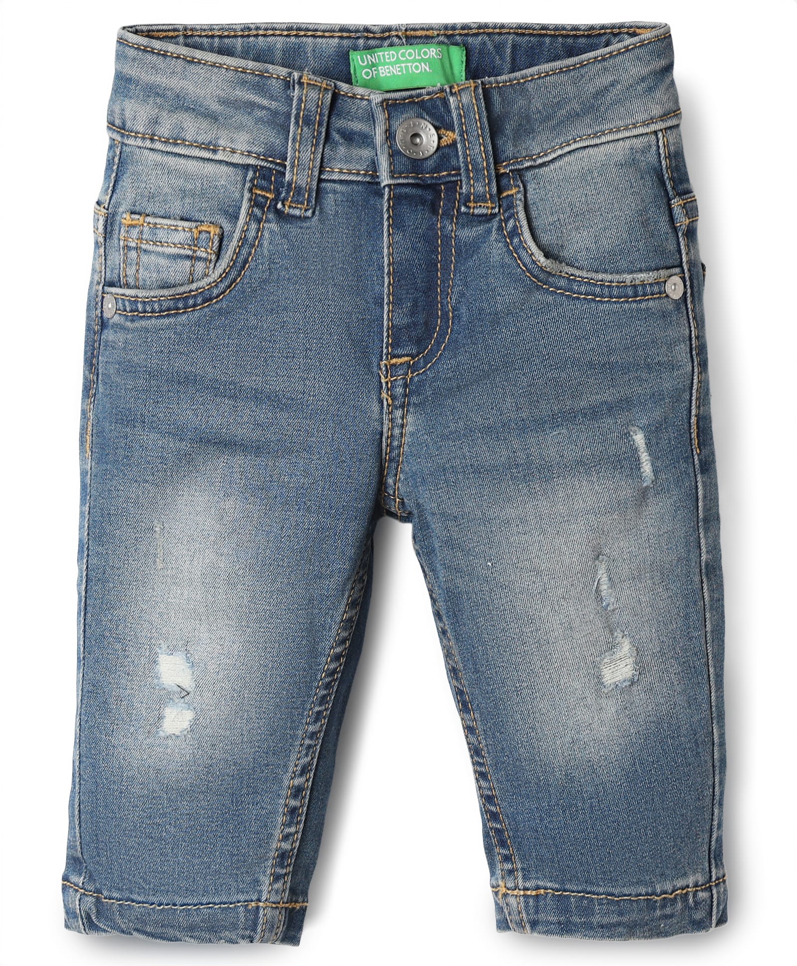 UCB Woven Full Length Solid Colour Distressed Jeans - Blue-picture-24