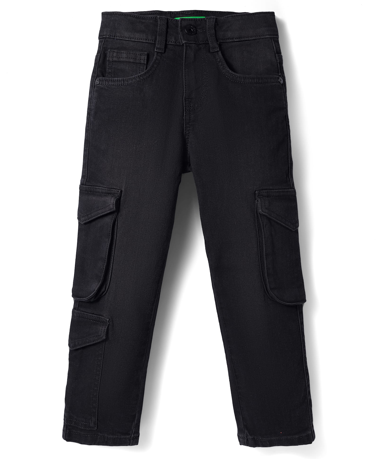 UCB Woven Full Length Solid Colour Denim Jeans With Cargo Pockets - Black-picture-24