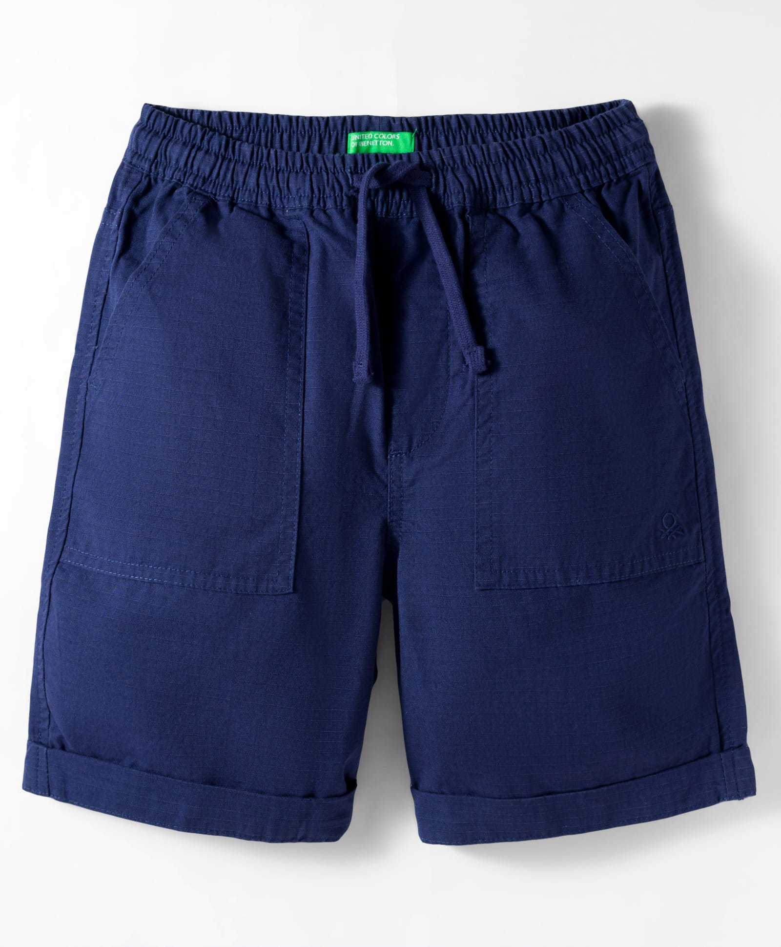 UCB 100% Cotton Woven Knee Length Solid Colour Shorts - Navy Blue-picture-28
