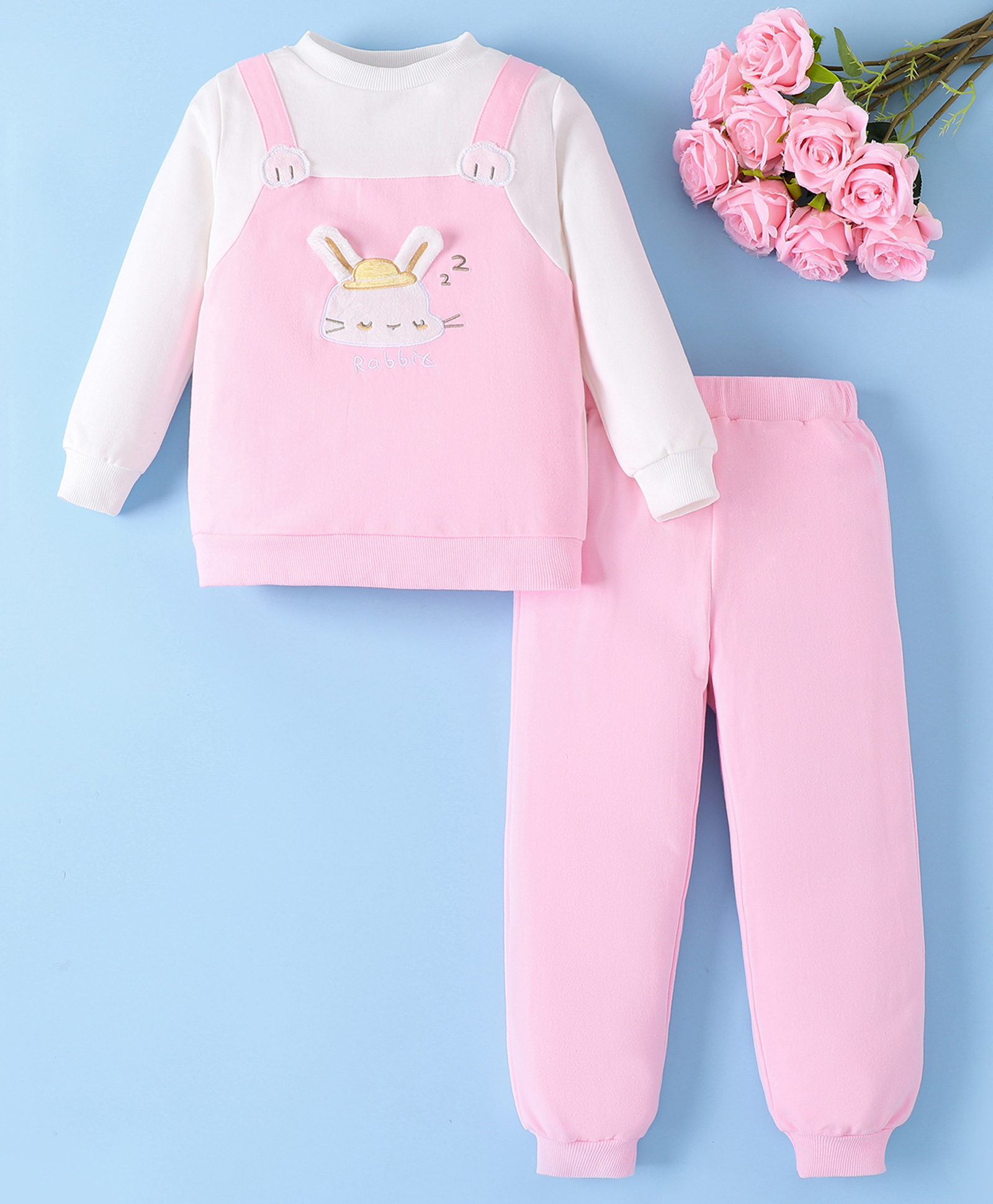 Mark & Mia Full Sleeves Top & Pant Set With Bear Embriodery - Pink-image-36