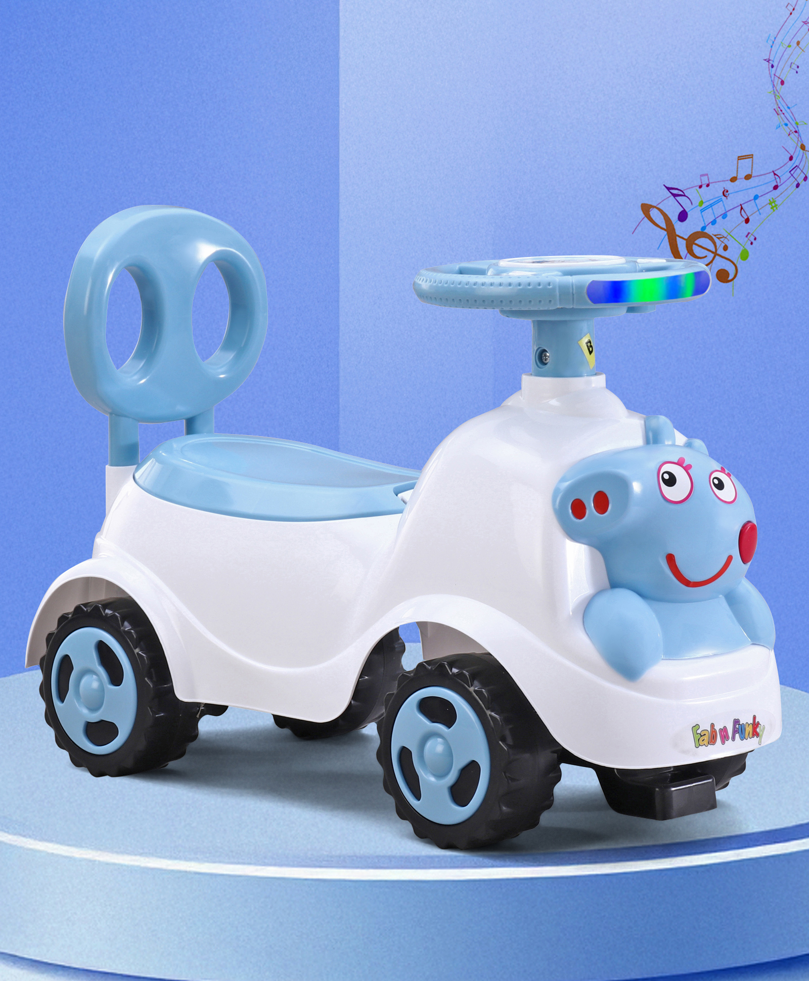 Peppa Deluxe Manual Push Ride-On with LED Lights & Music -Blue| Secret Storage| Toy for 1 to 4 Years Boys & Girls| Durable Non-Toxic Material| Comfortable Seat| Activity Gift| Foot-to-Floor Operation