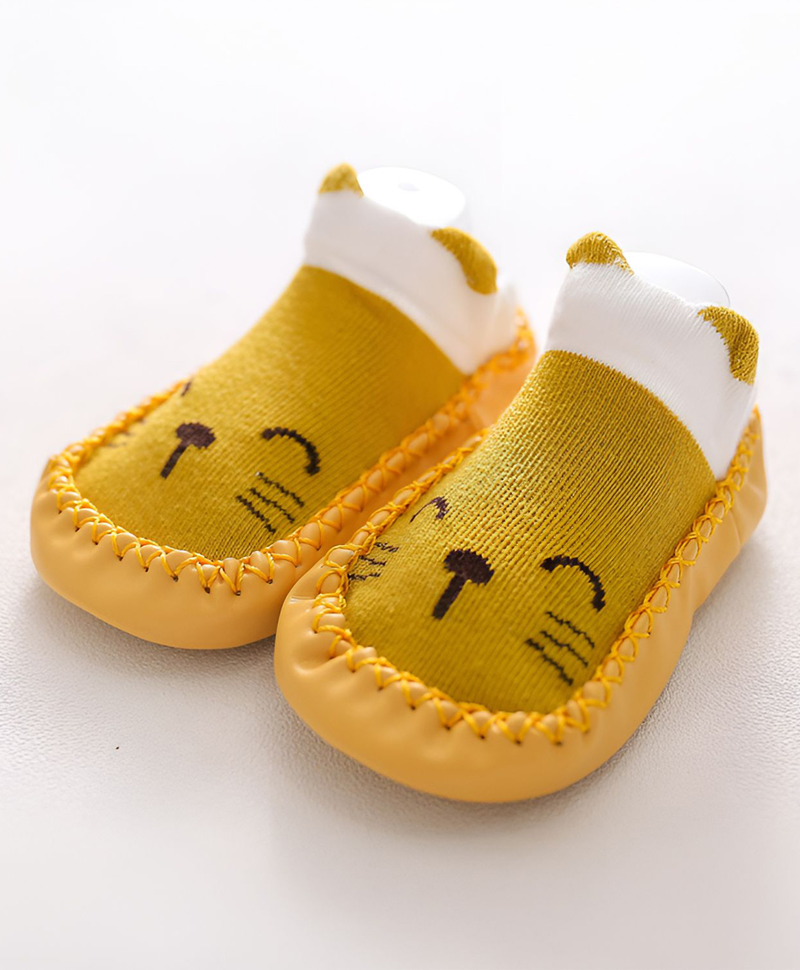 SYGA Cotton Ankle Length Tiger Printed Sock Shoes - Yellow-image-12