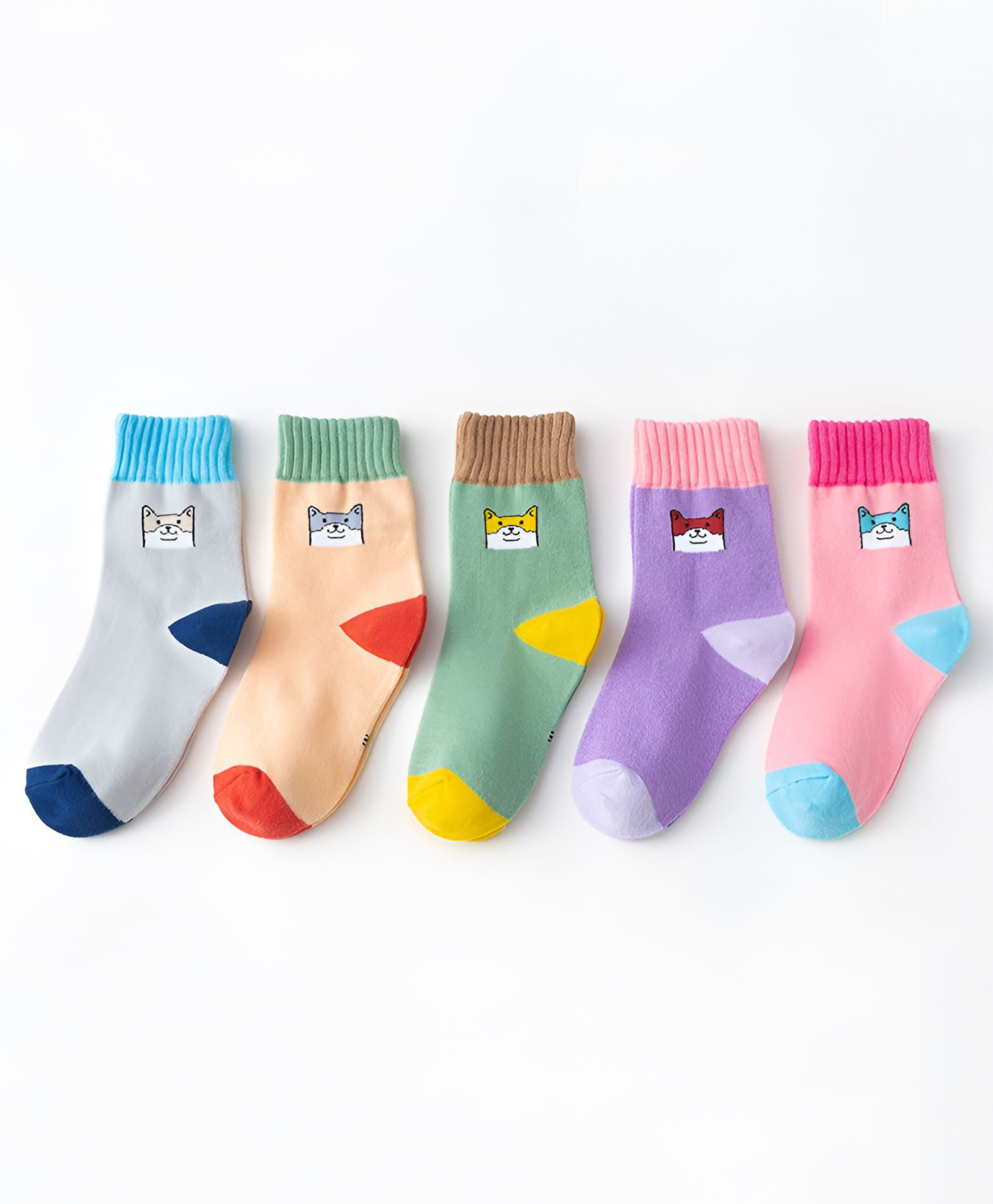 SYGA Pack of 5 Cotton Cat Printed Socks - Multi Colour-picture-20