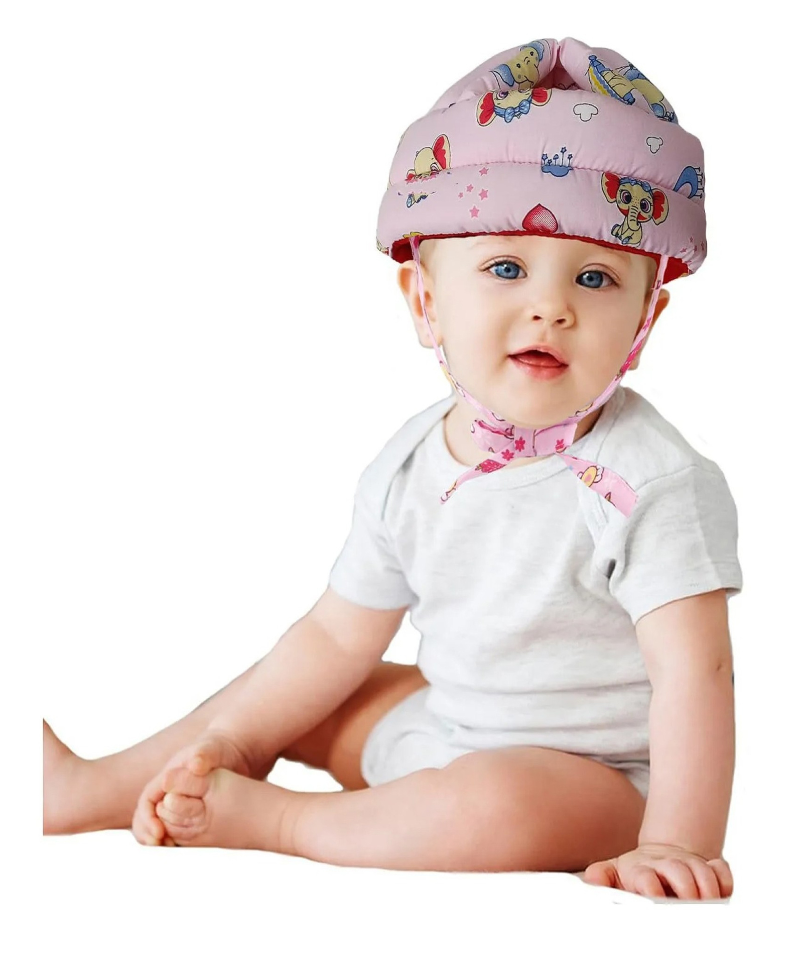 Mihar Essentials Adjustable Cushioned Baby Safety Helmet Pink Elephant-Colour & Design May Vary-image-47