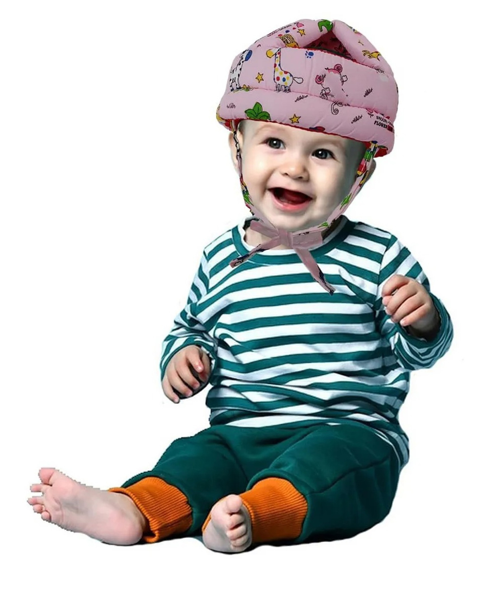 Mihar Essentials Adjustable Cushioned Baby Safety Helmet Pink Jungle-Colour & Design May Vary-image-44