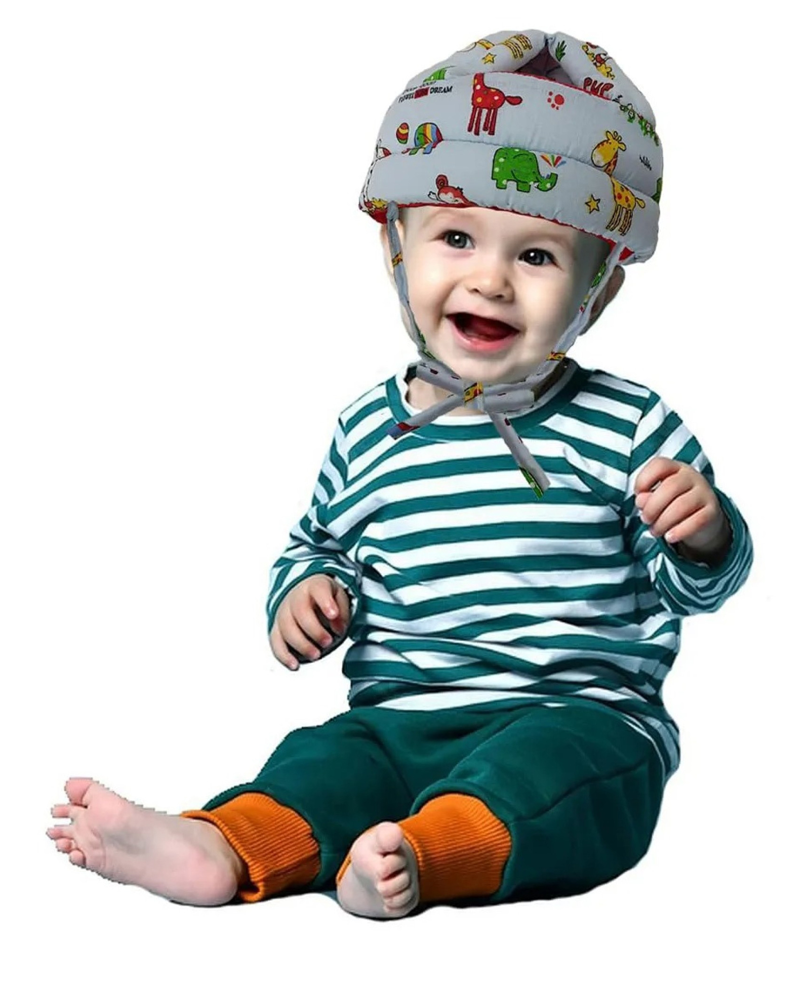 Mihar Essentials Adjustable Cushioned Baby Safety Helmet Blue Jungle-Colour & Design May Vary-image-46