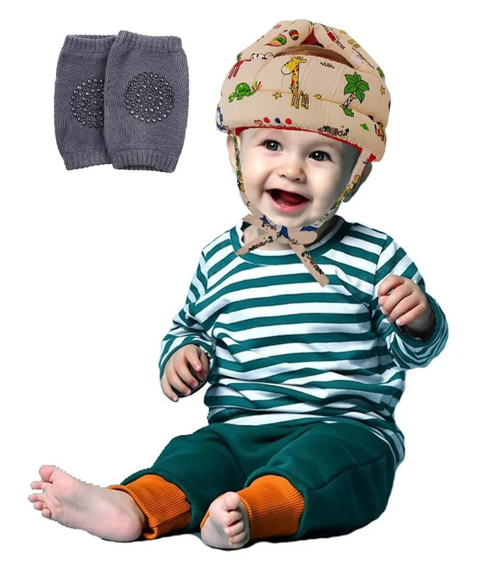 Mihar Essentials Adjustable Cushioned Baby Safety Helmet with Elbow & Knee Protection Pads (Color and Print May Vary)-picture-13