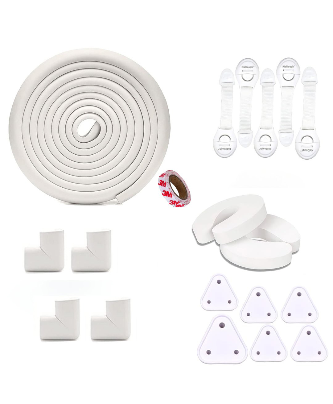 kiddough Baby Proofing Kit with 5M Edge Protector, 4 Corner Guards, 6 Socket Guards, 2 Door Guards, 5 Safety Locks, White-picture-20