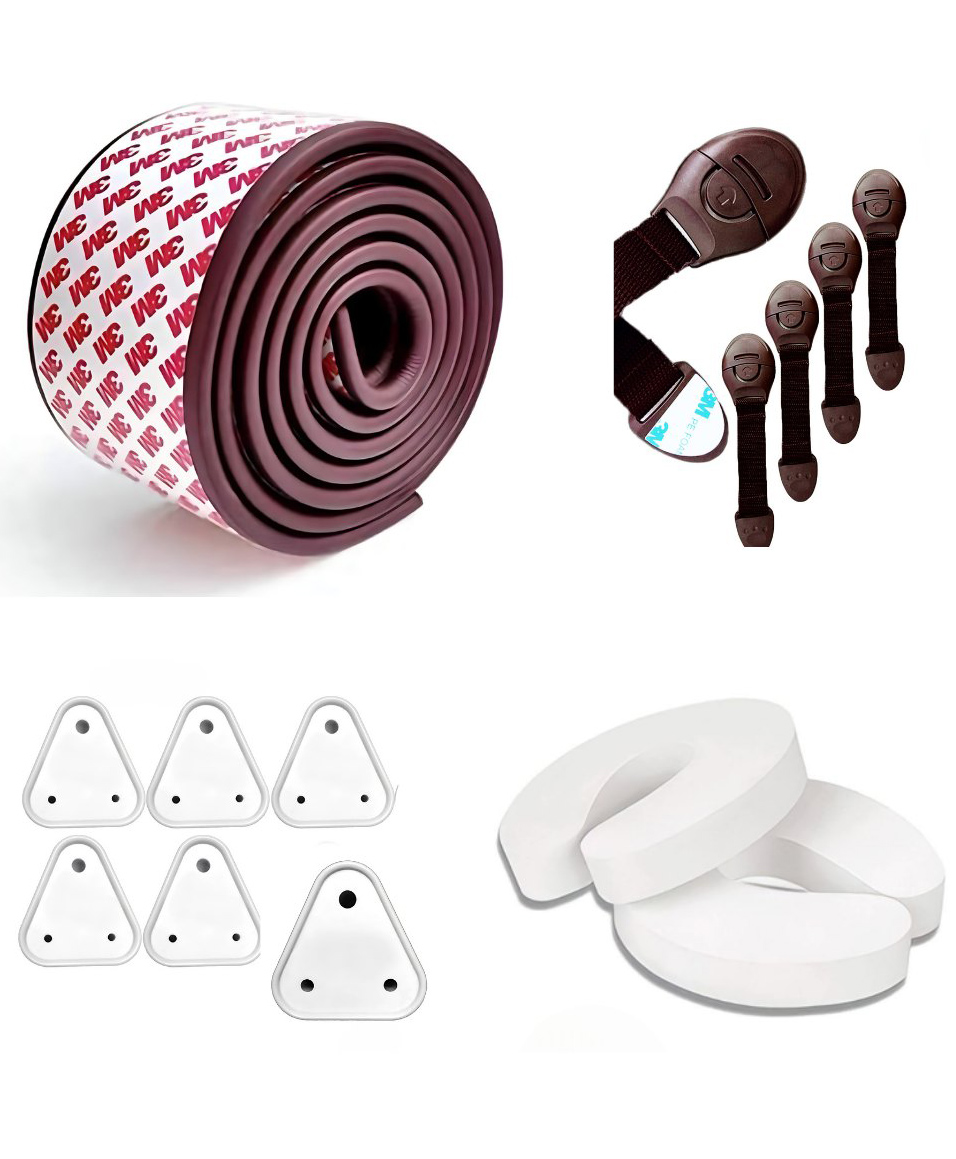 KIddough Baby Proofing Kit with 2M Edge Protector, 5 Safety Locks, 6 Socket Guards, 2 Door Guards, Brown-image-14