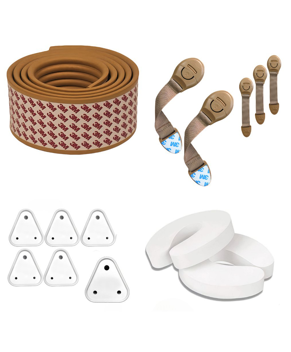 Kiddough Baby Proofing Kit with 2M Edge Protector, 5 Safety Locks, 6 Socket Guards, 2 Door Guards, Wooden-picture-37