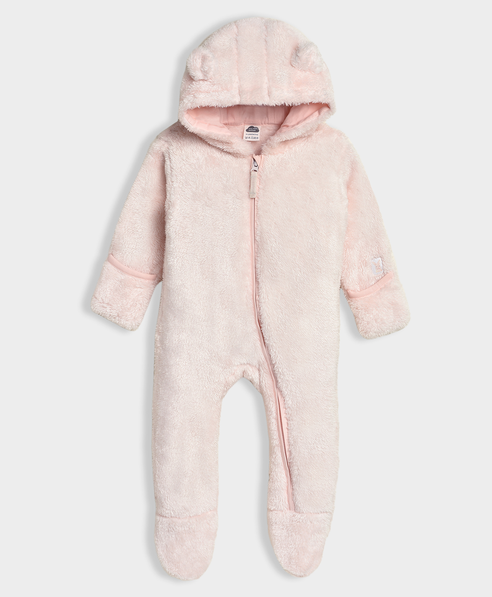 Mi Arcus Knit Full Sleeves Fur Detailed Footed Sleepsuit - Pink-picture-18